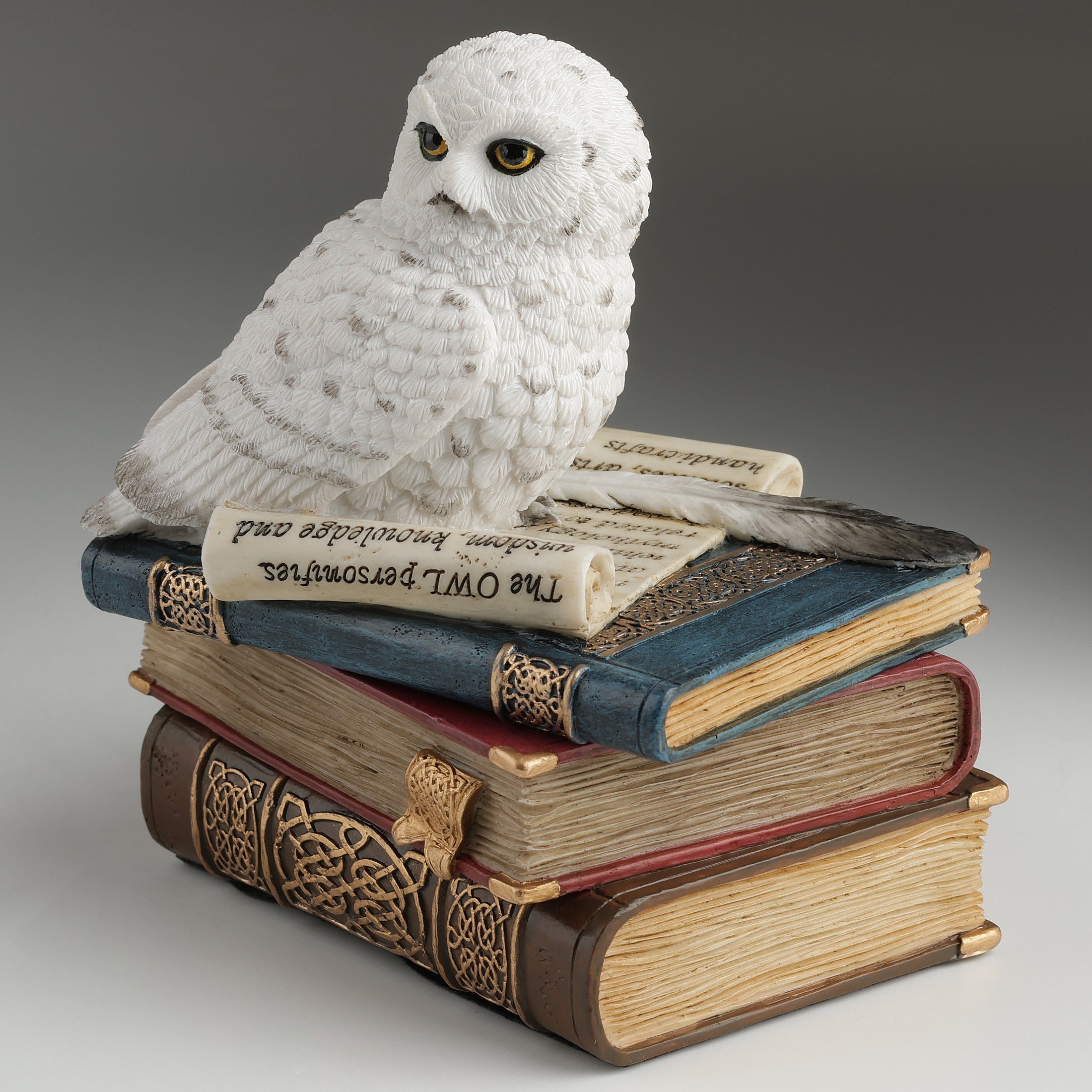 Snow Owl On Books Trinket Box
