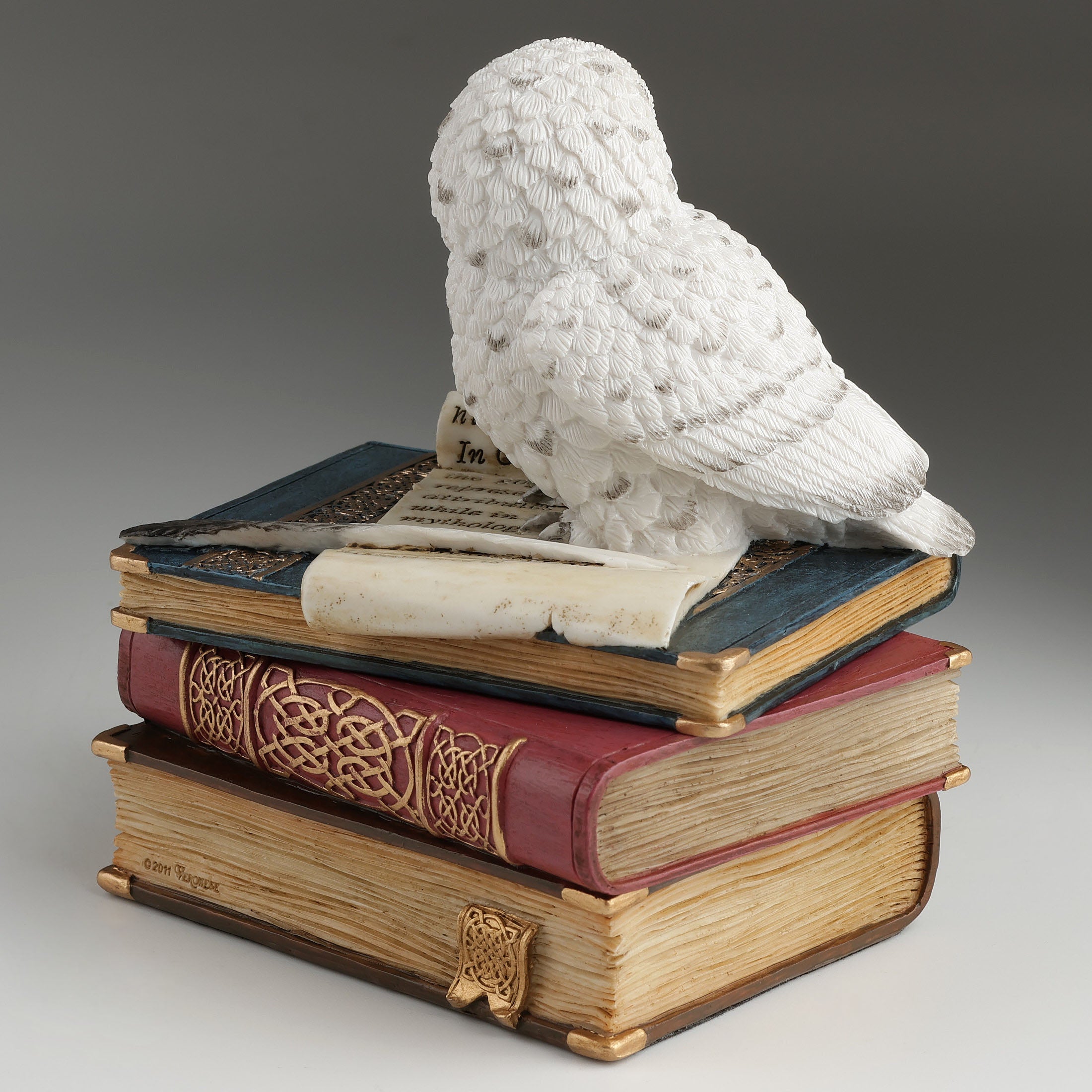 Snow Owl On Books Trinket Box