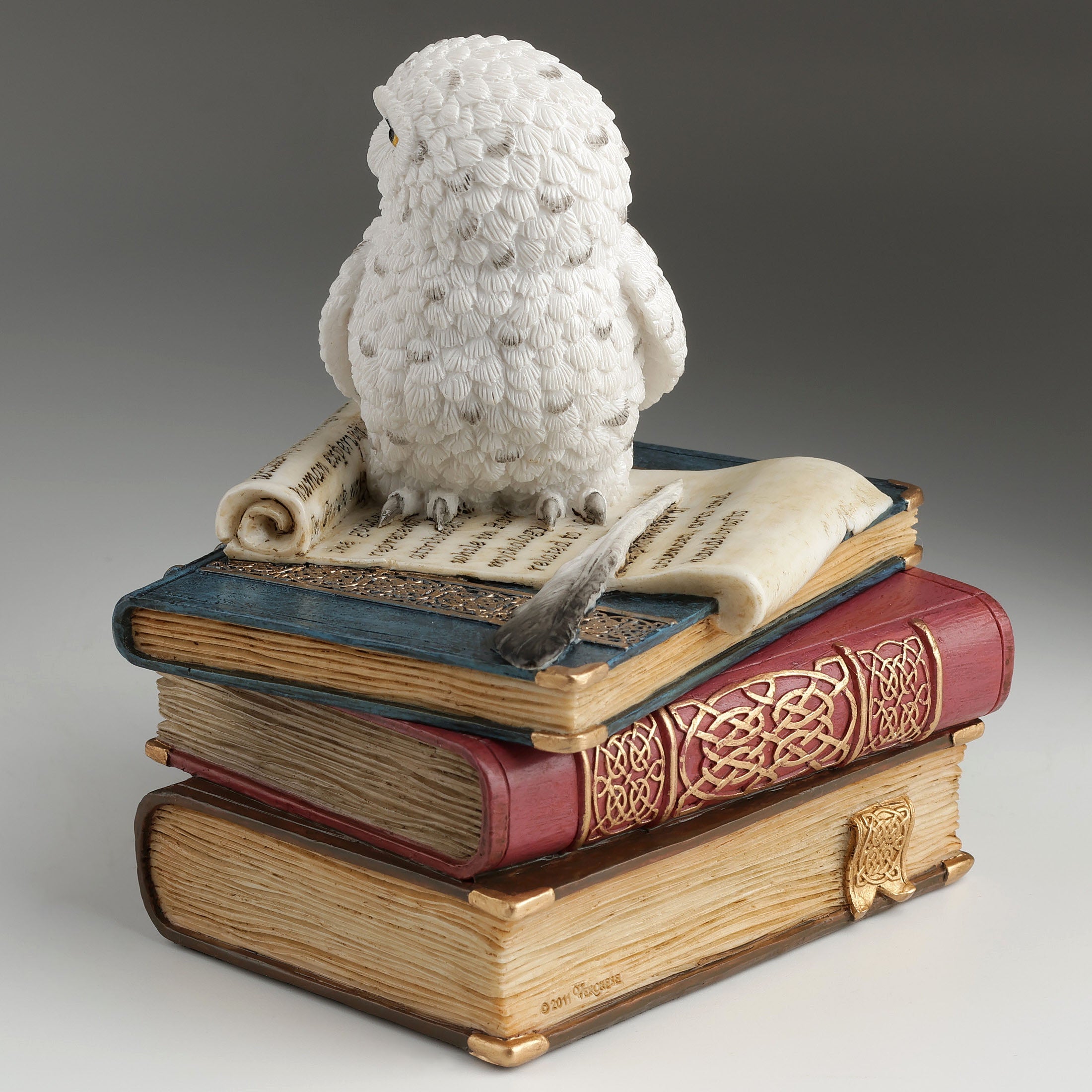 Snow Owl On Books Trinket Box