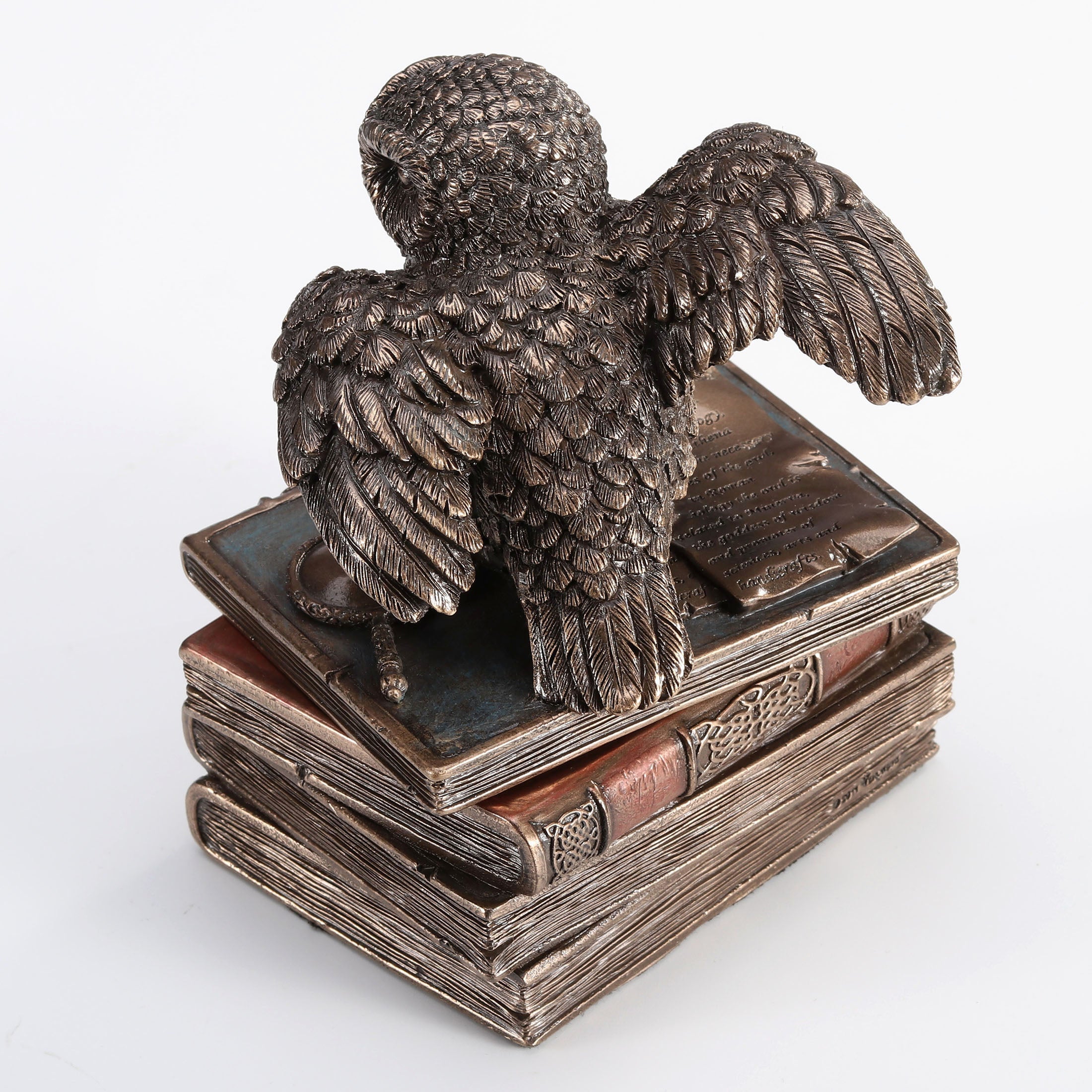 Snow Owl Flap Wings On Books Trinket Box(Mbz+Color)
