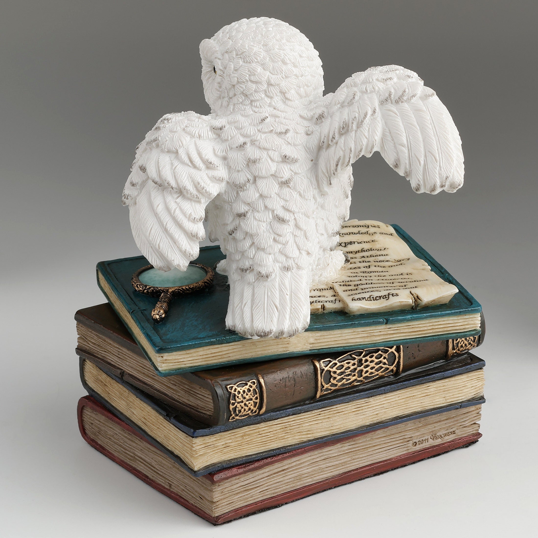 Snow Owl Flap Wings On Books Trinket Box