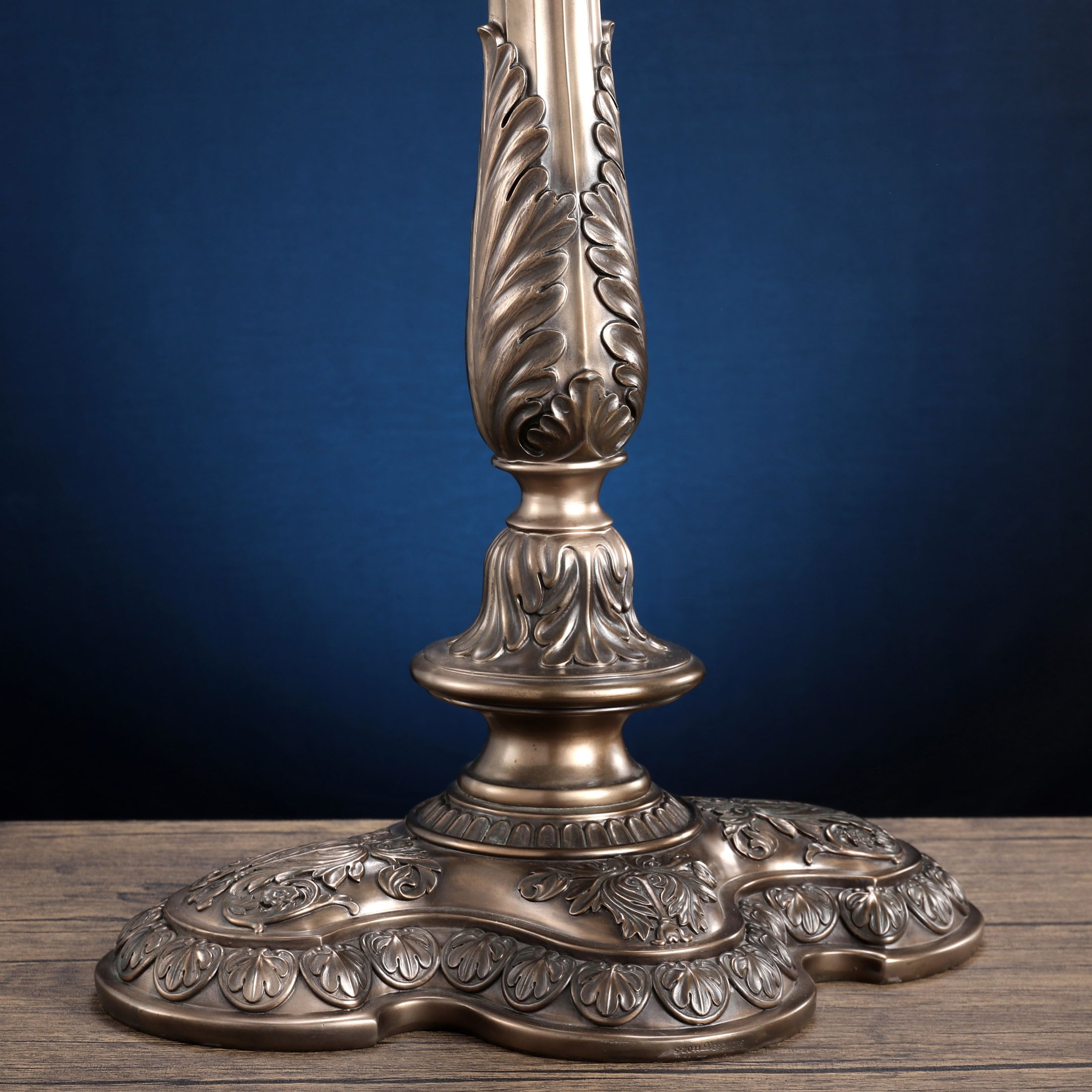 Large Candelabrum 35" Baroque Styled 4 Candles + Flower Pot On Center Top (Bronze)