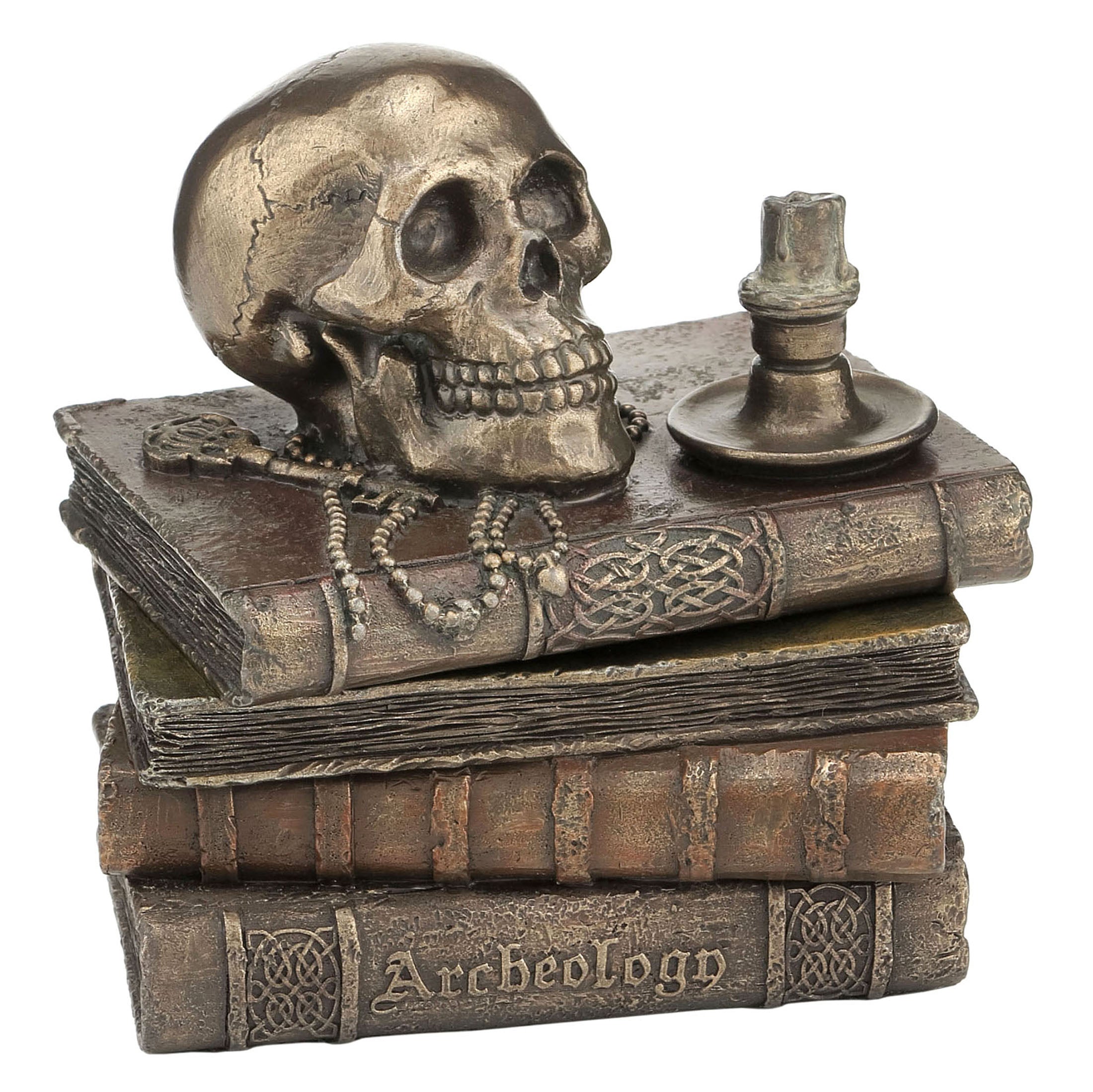 Wizard'S Study Trinket Box With Skull And Candle