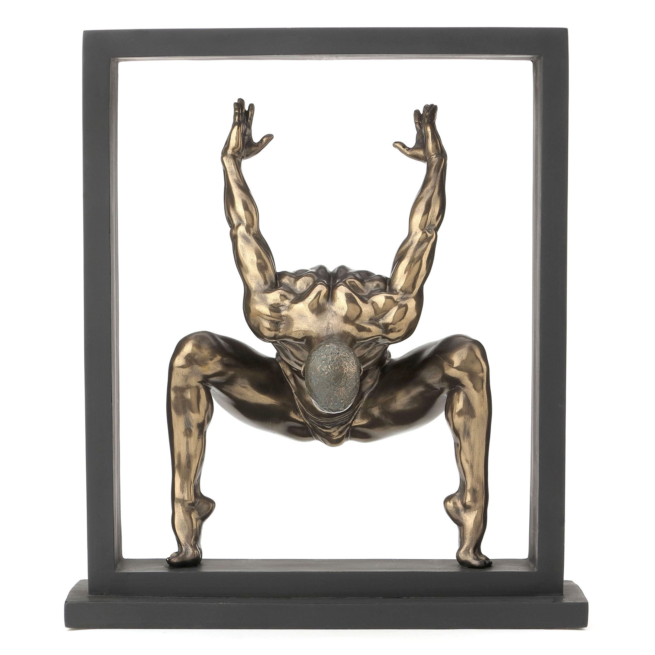 Nude Male Crouching Point Toe Squat In The Frame With Arms Stretch Back (Mbz+Color)
