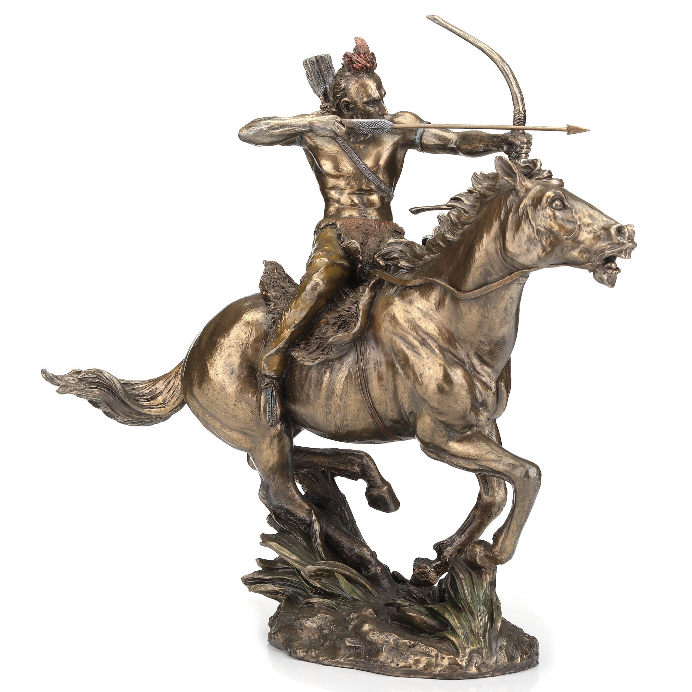 Mohican Warrior On Horseback Shooting Arrow (Mbz+Color)