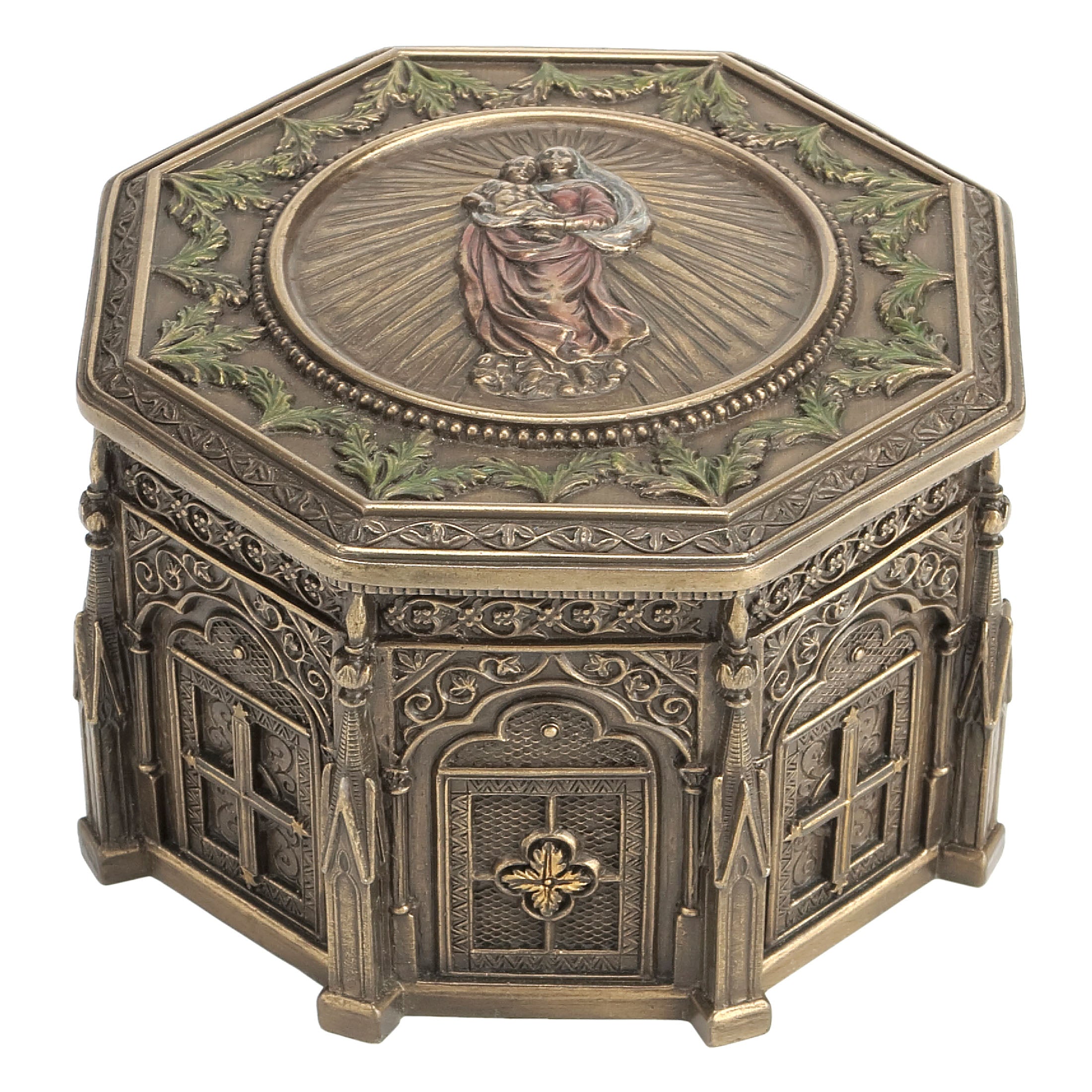 Madonna Holding Baby Jesus Octagonal Trinket Box