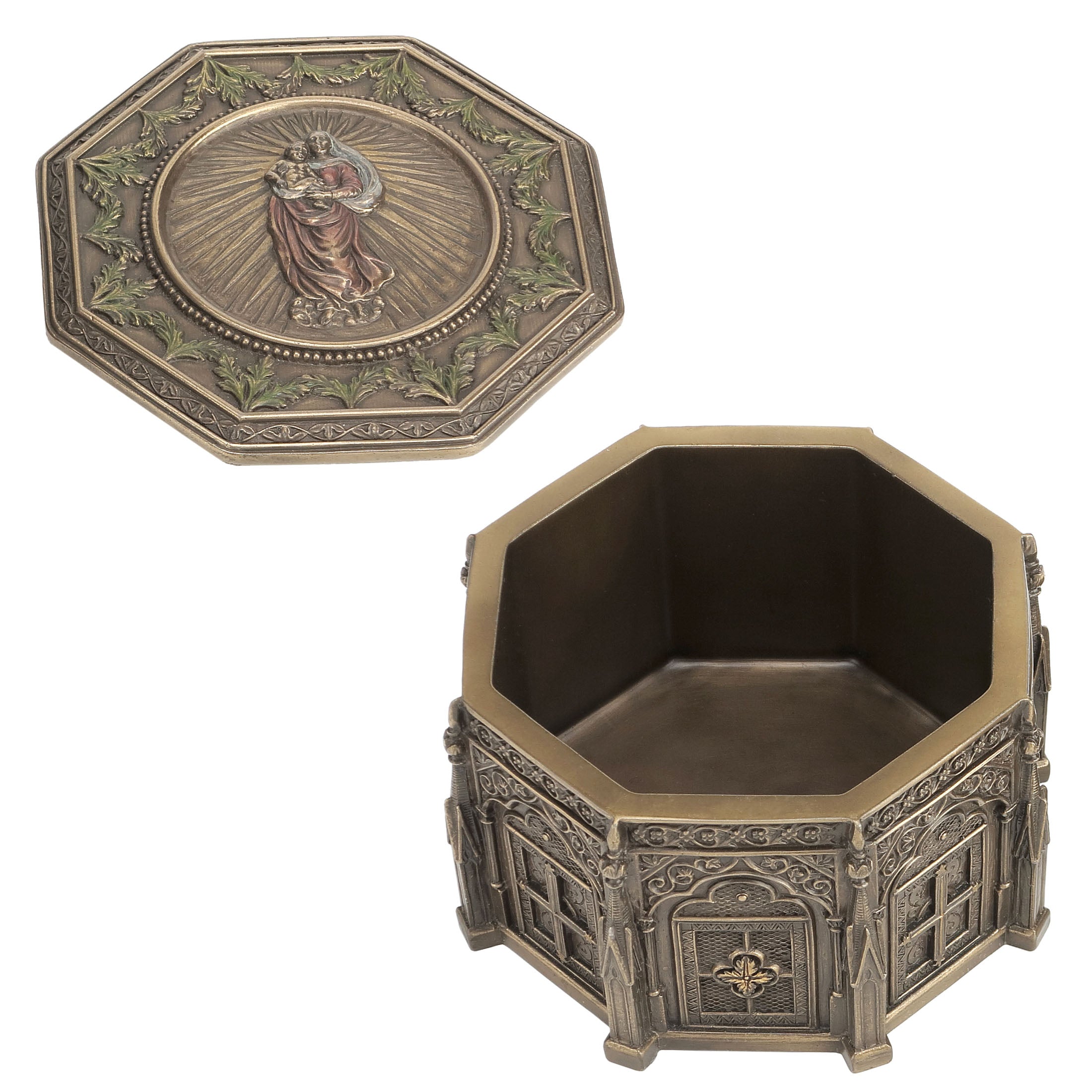 Madonna Holding Baby Jesus Octagonal Trinket Box