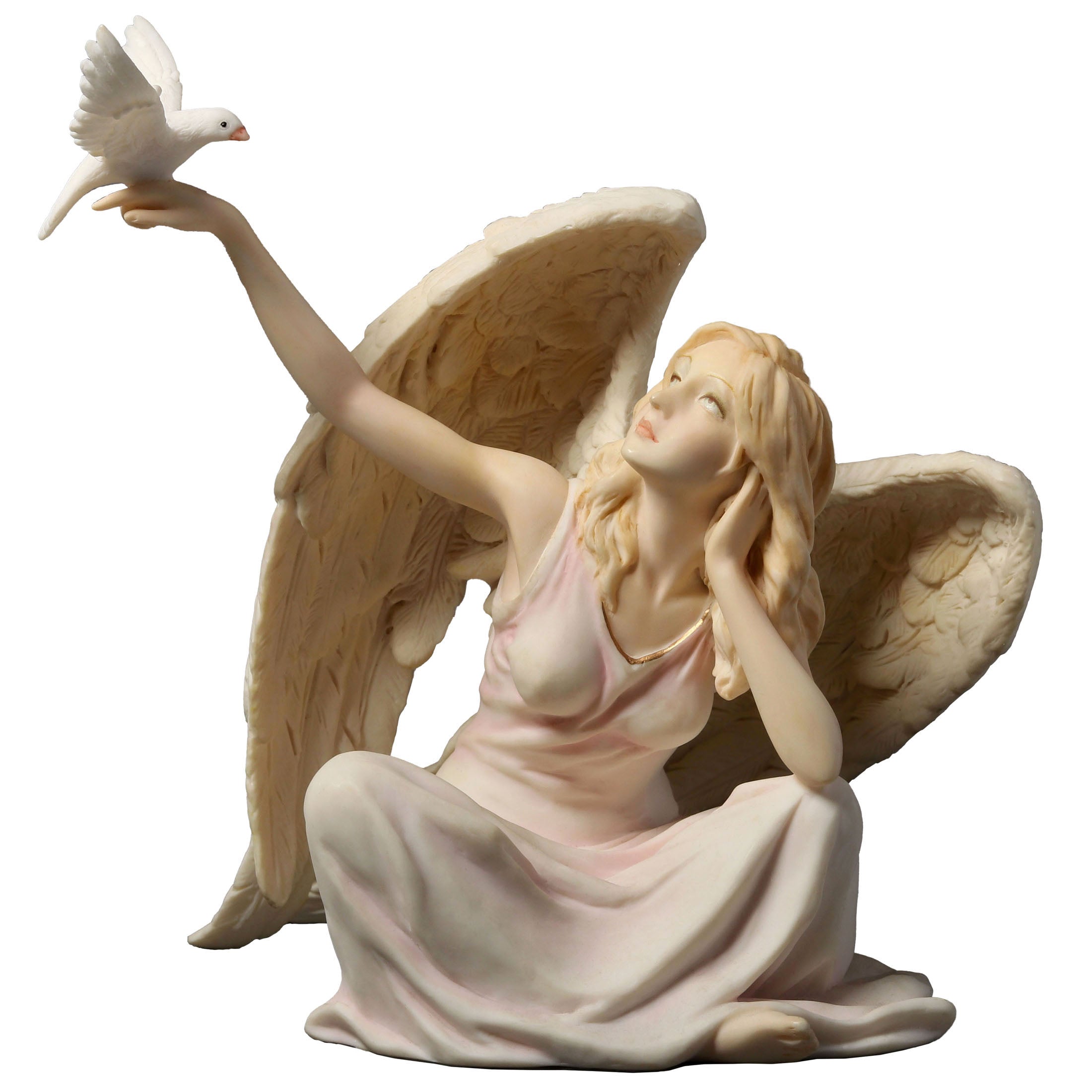 Angel Sitting With Dove On Right Hand (Light Color)