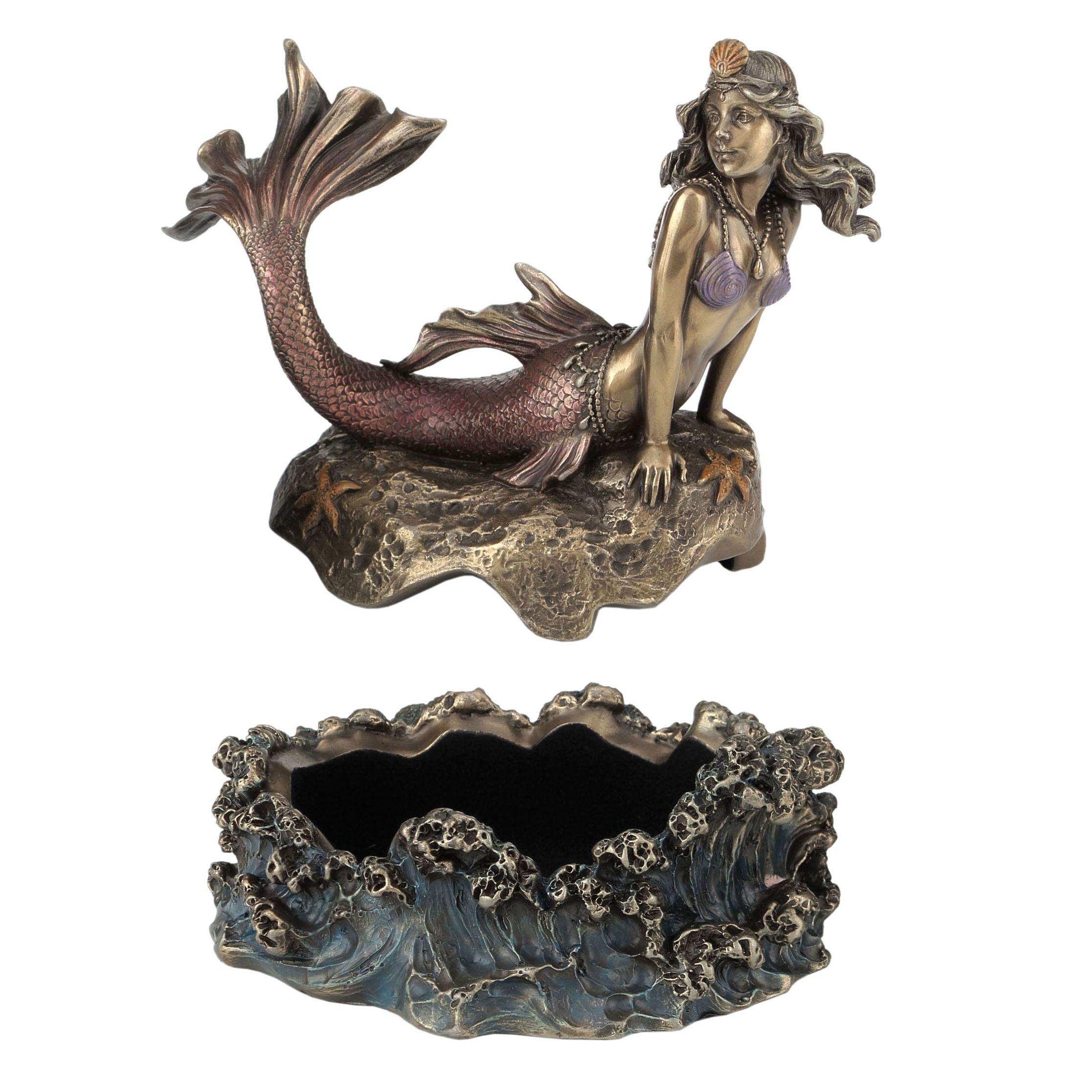 Mermaid Laying On Rock Trinket Box