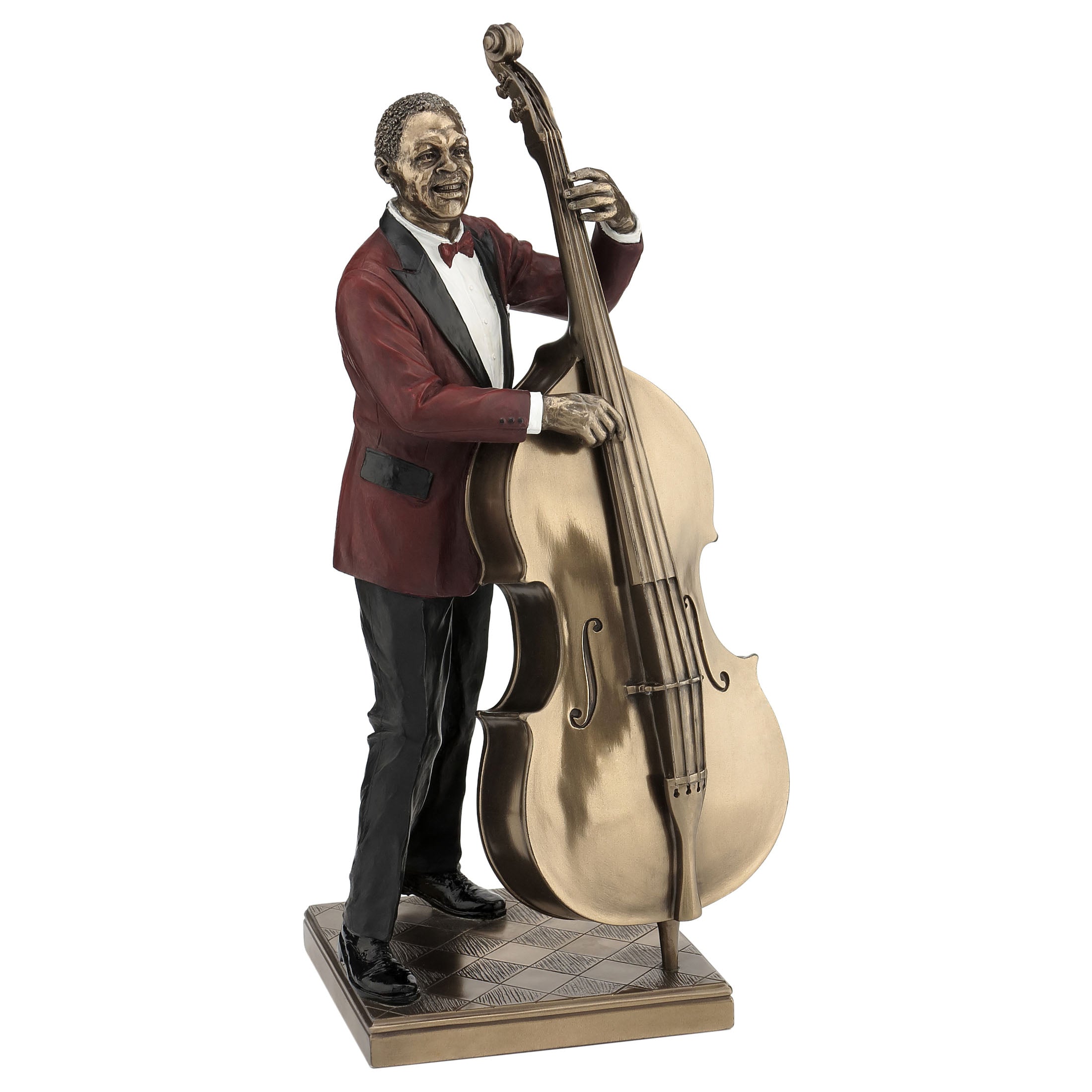 Jazz Double Bass Player Cold Cast Bronze Statue
