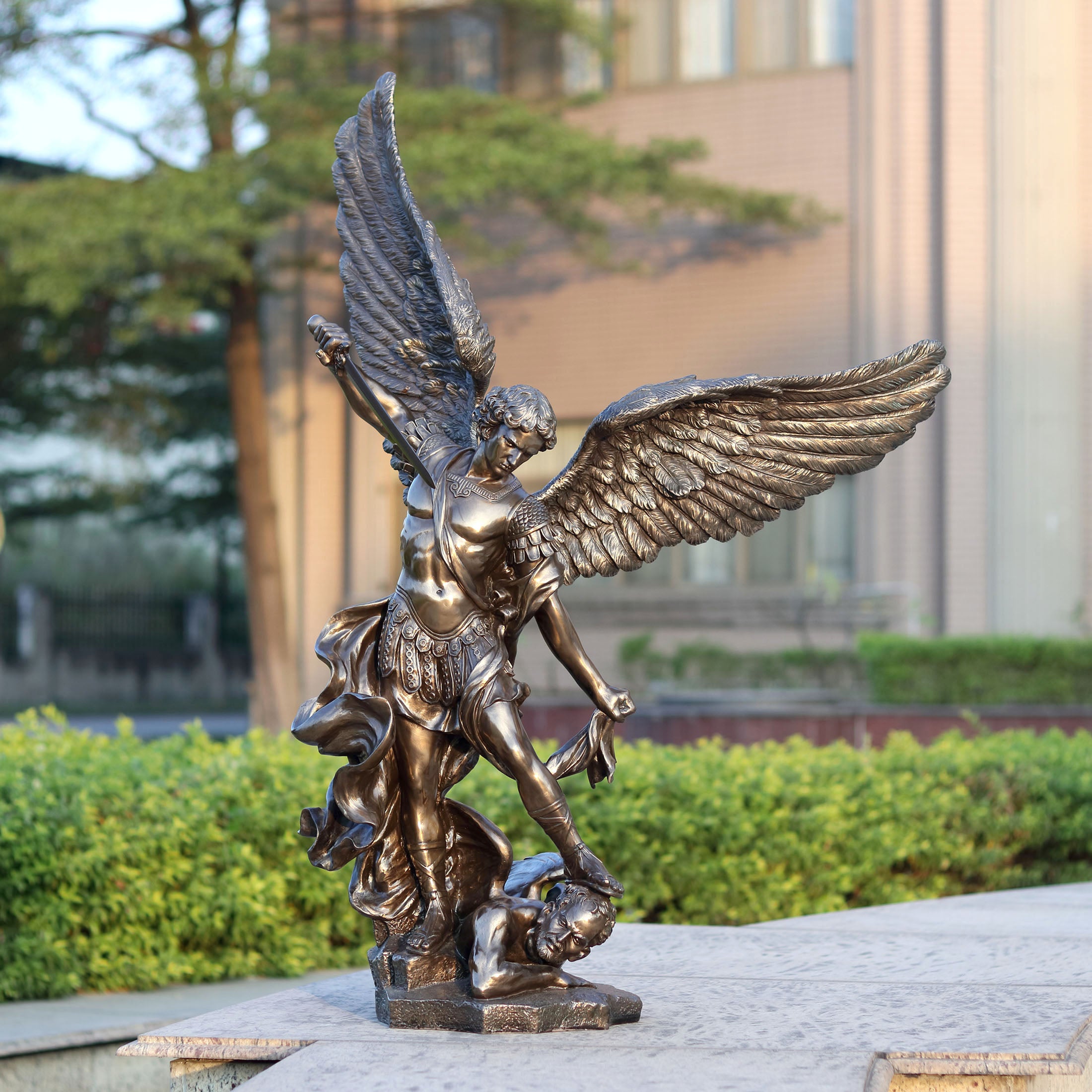 Saint Michael Standing Over Demon With Sword