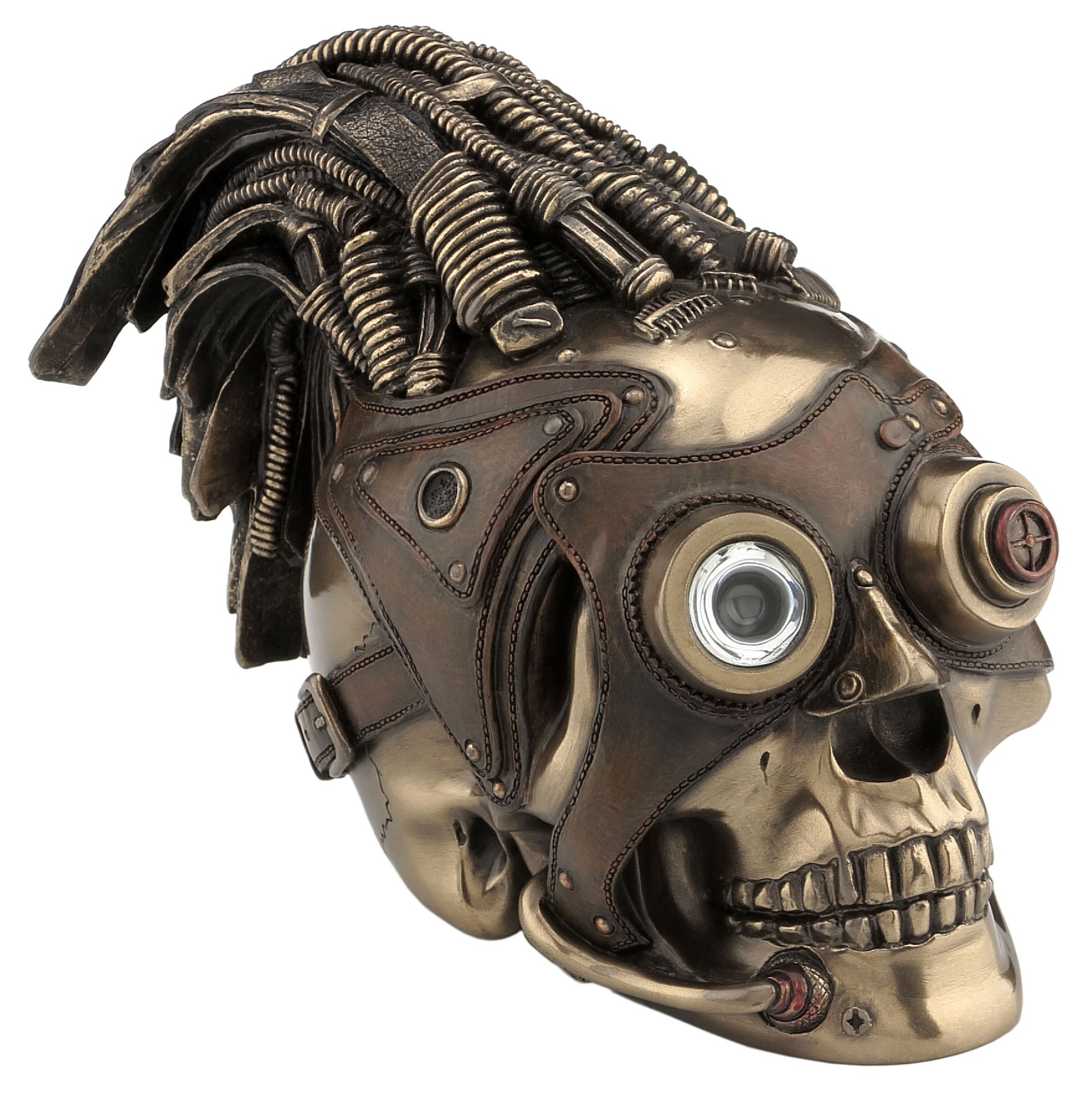 Steampunk Skull With Wire Hair And Leather Goggles