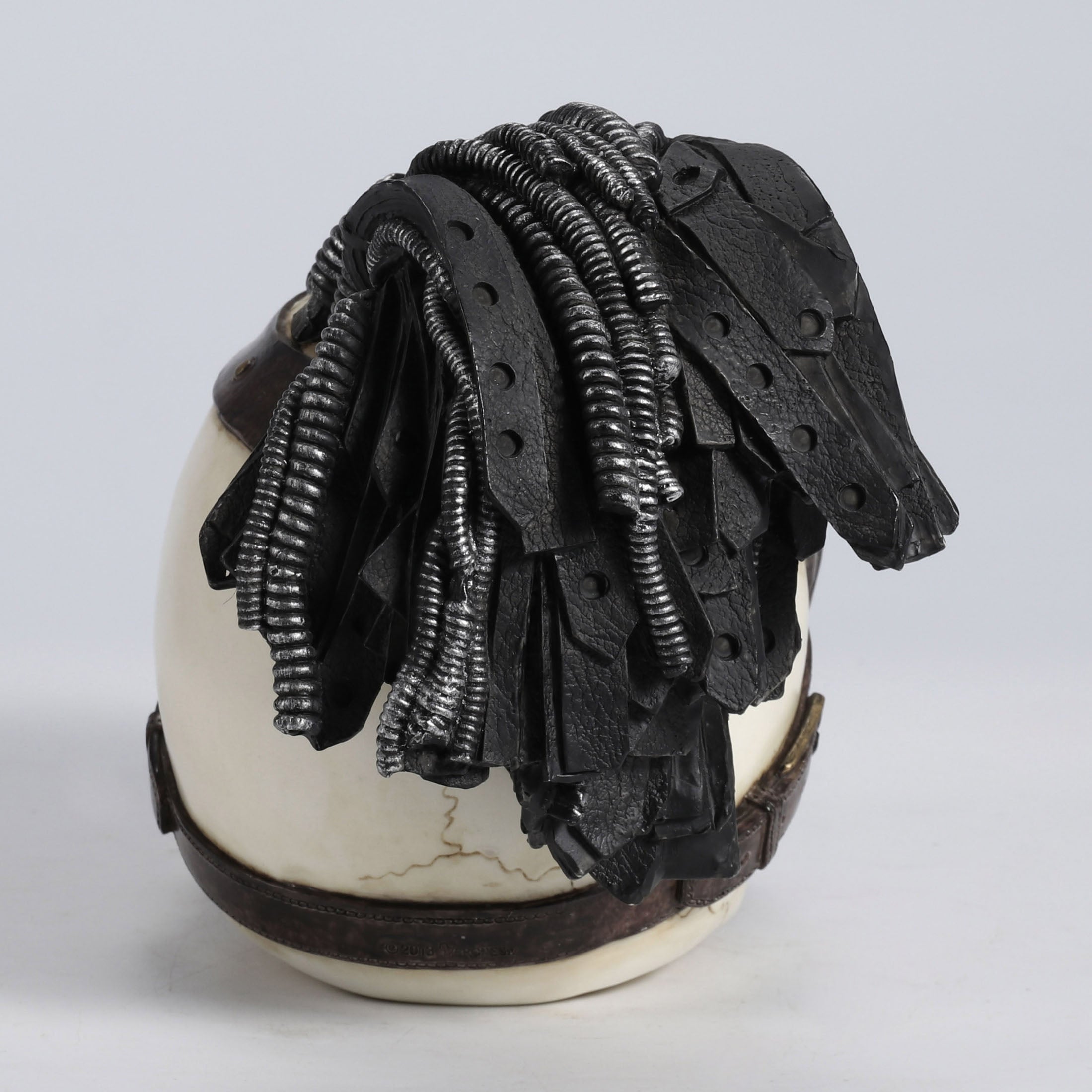 Steampunk Skull With Wire Hair And Leather Goggles