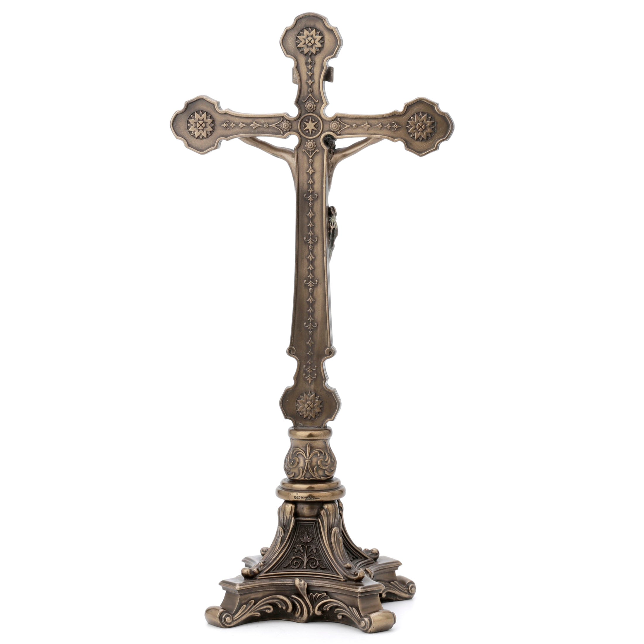 Standing Crucifix Baroque Design Footed Base