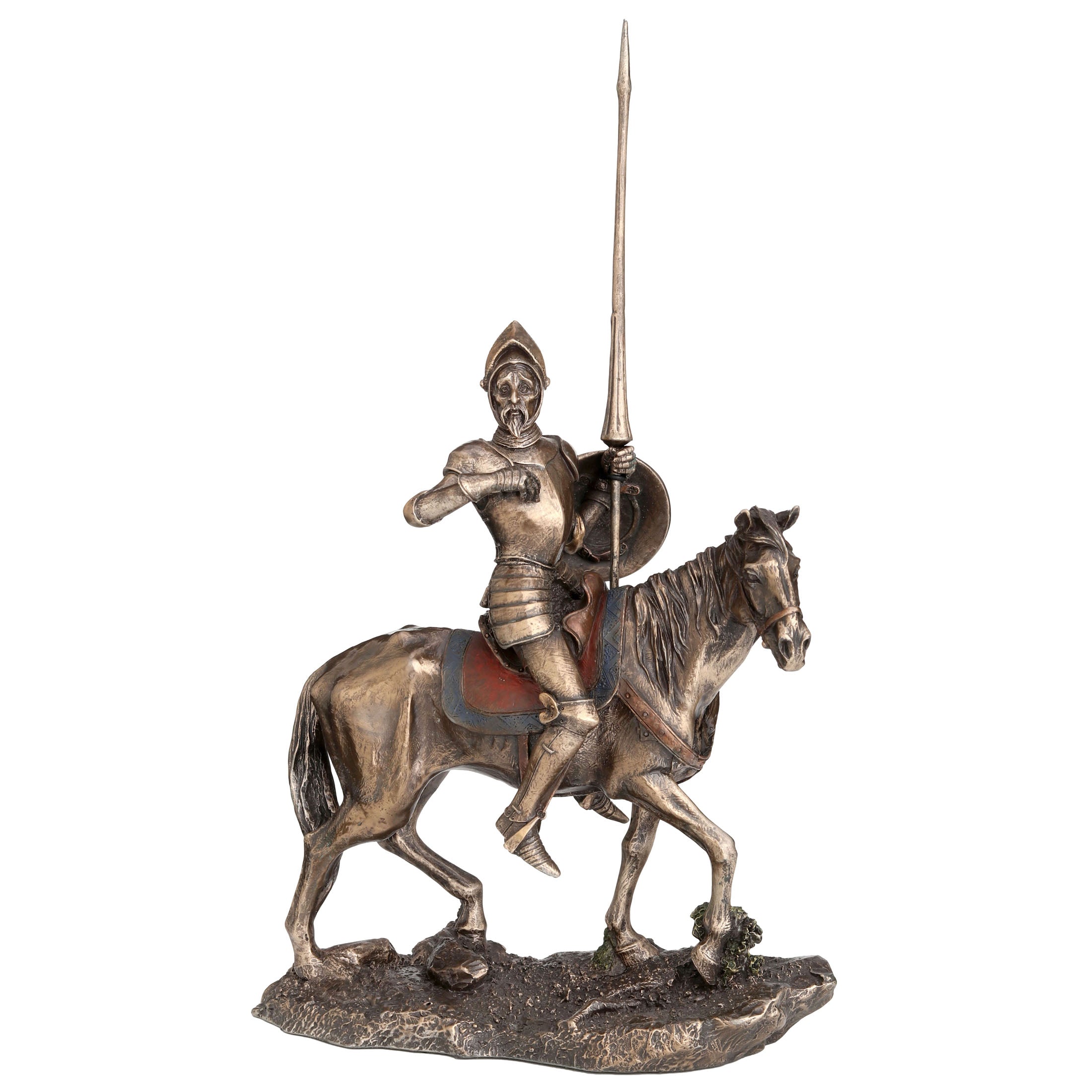 Don Quixote Wearing Full Armor On Horse With Lance And Shield (Mbz+Color)