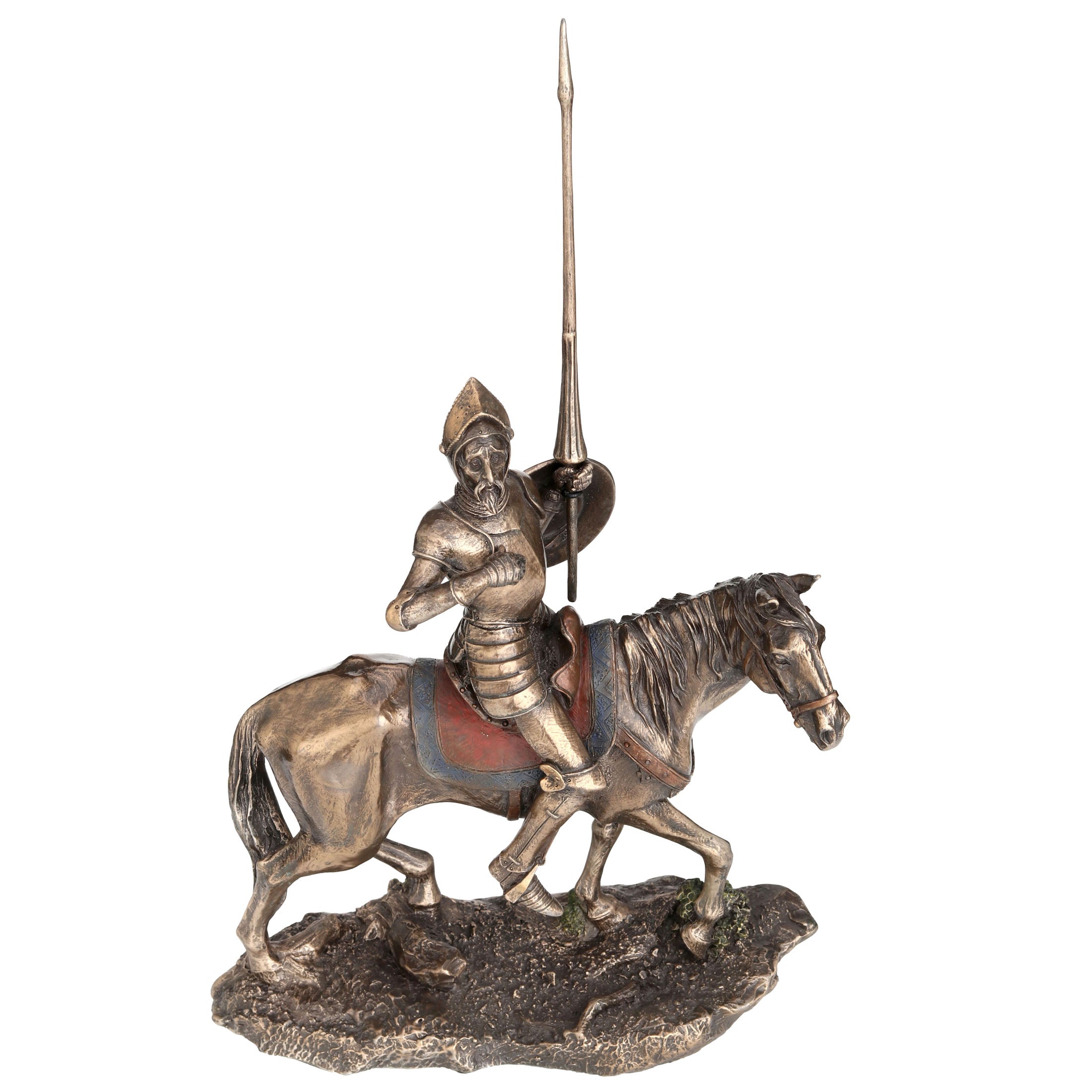 Don Quixote Wearing Full Armor On Horse With Lance And Shield (Mbz+Color)