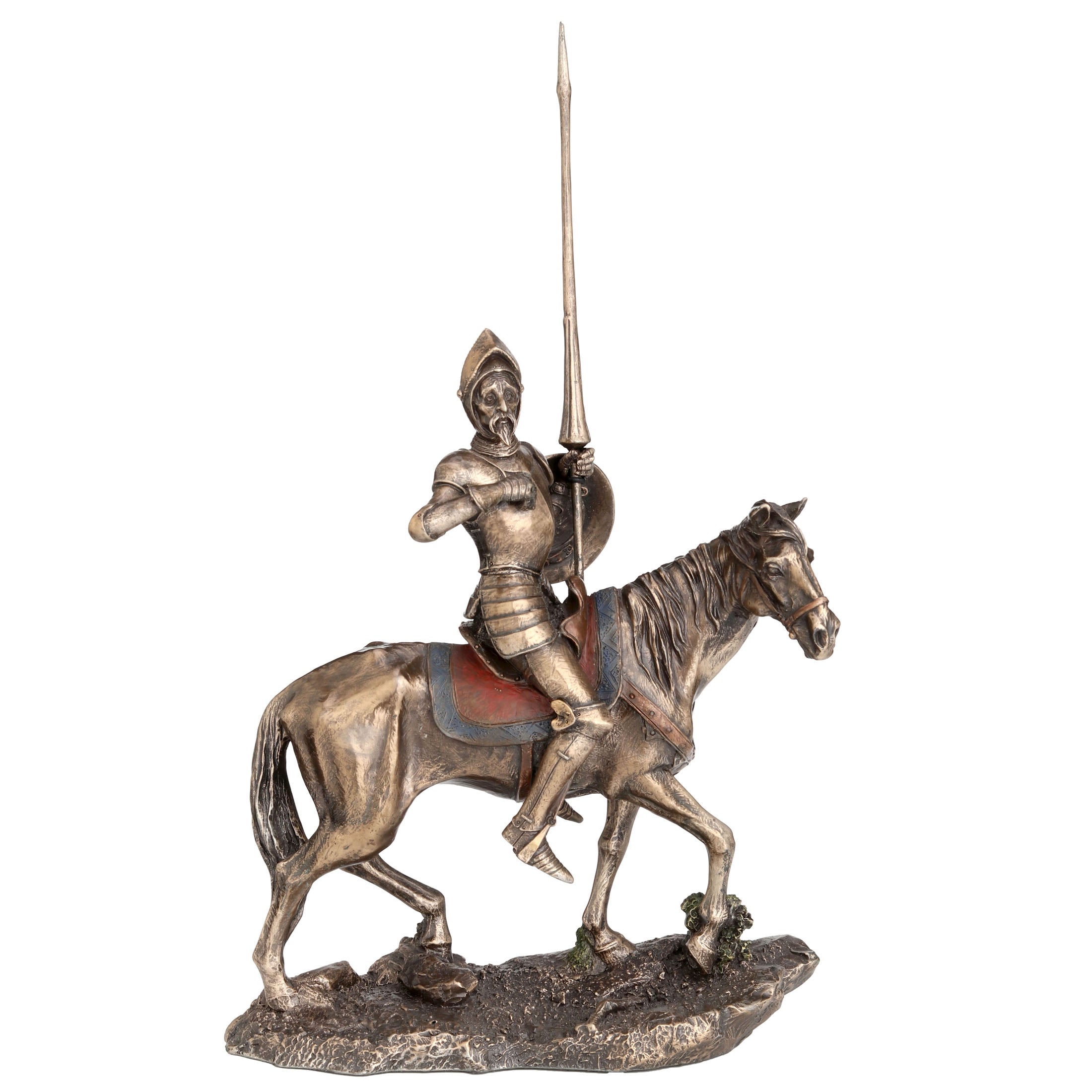 Don Quixote Wearing Full Armor On Horse With Lance And Shield (Mbz+Color)