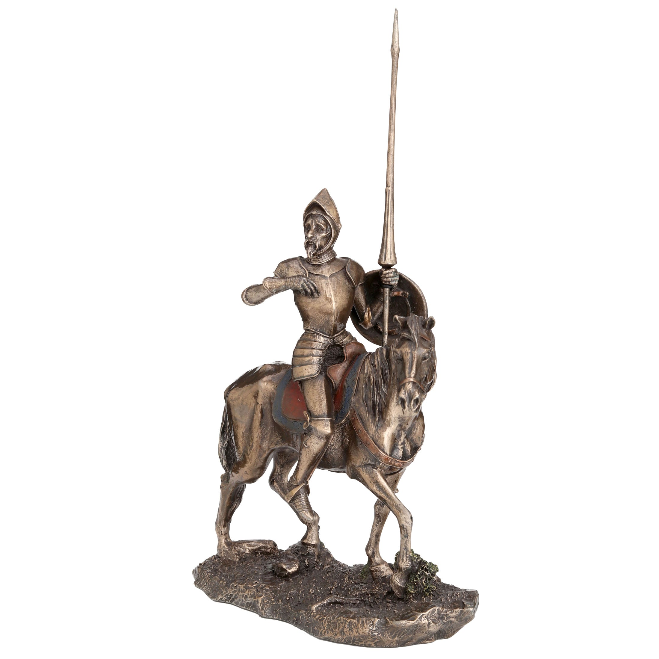Don Quixote Wearing Full Armor On Horse With Lance And Shield (Mbz+Color)