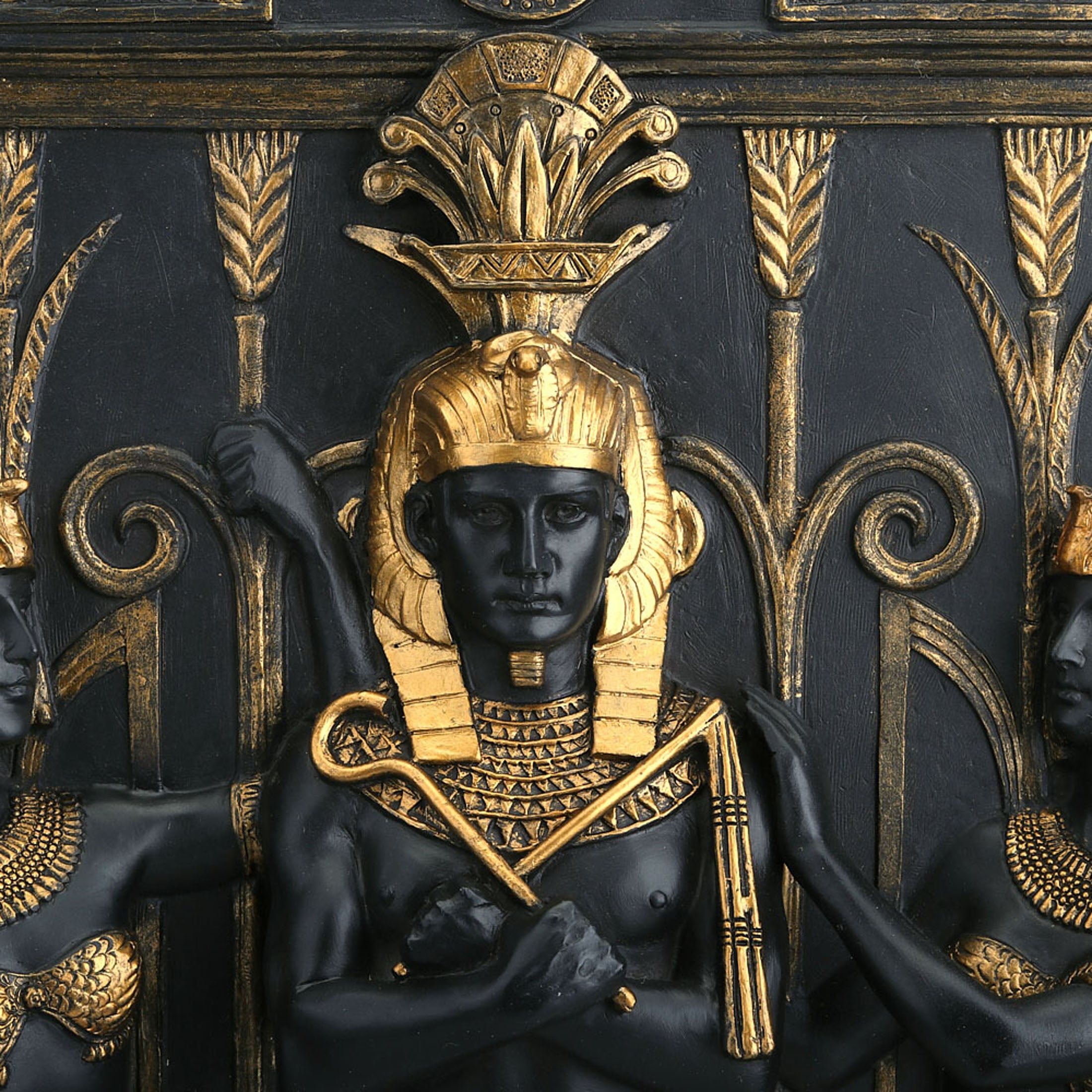Art Deco Egyptian Pharaoh With Maidens Wall Plaque
