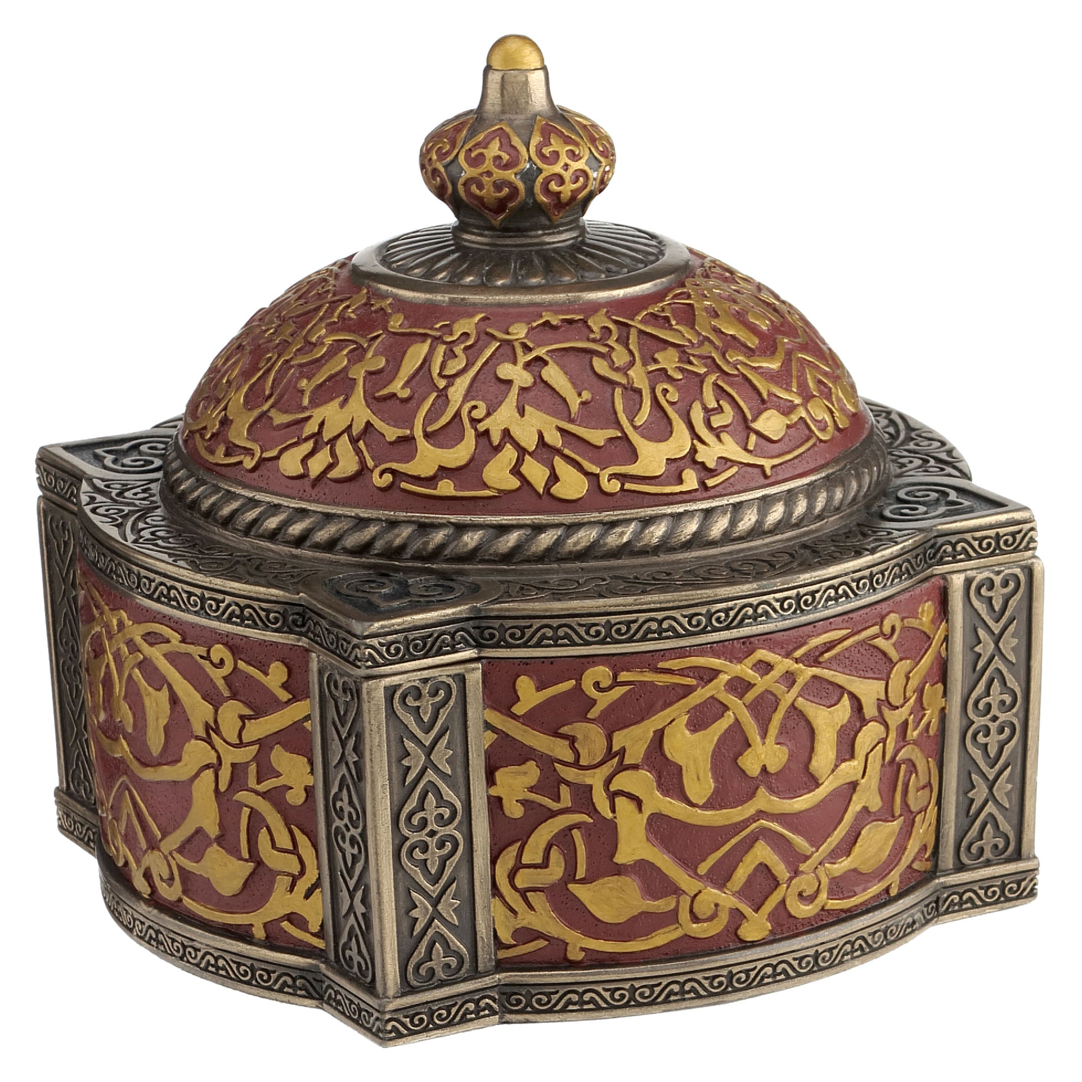 Red Four Pillar Dome Trinket Box