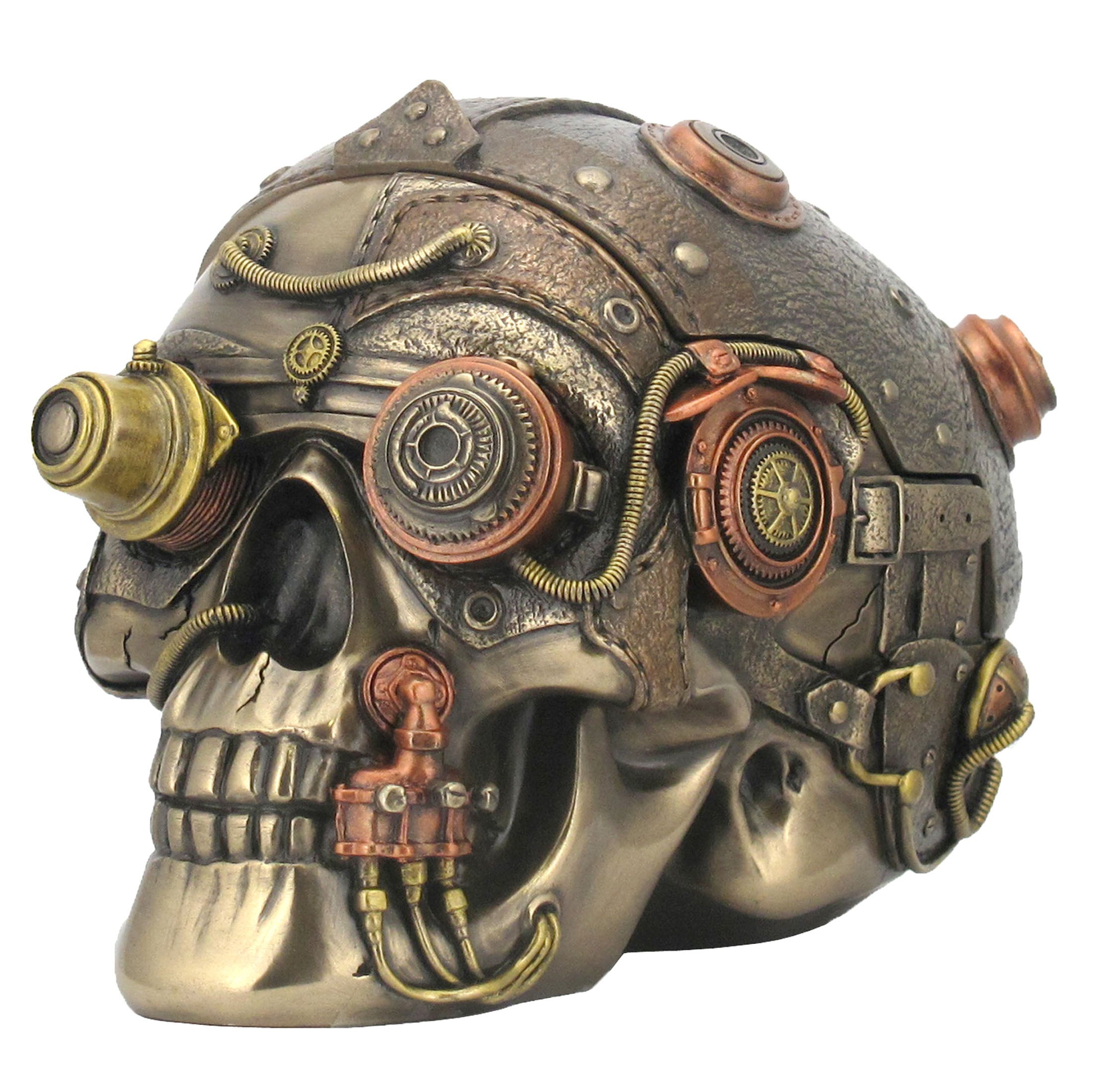 Steampunk Skull With Leather Texture Trinket Box (Mbz+Copper)