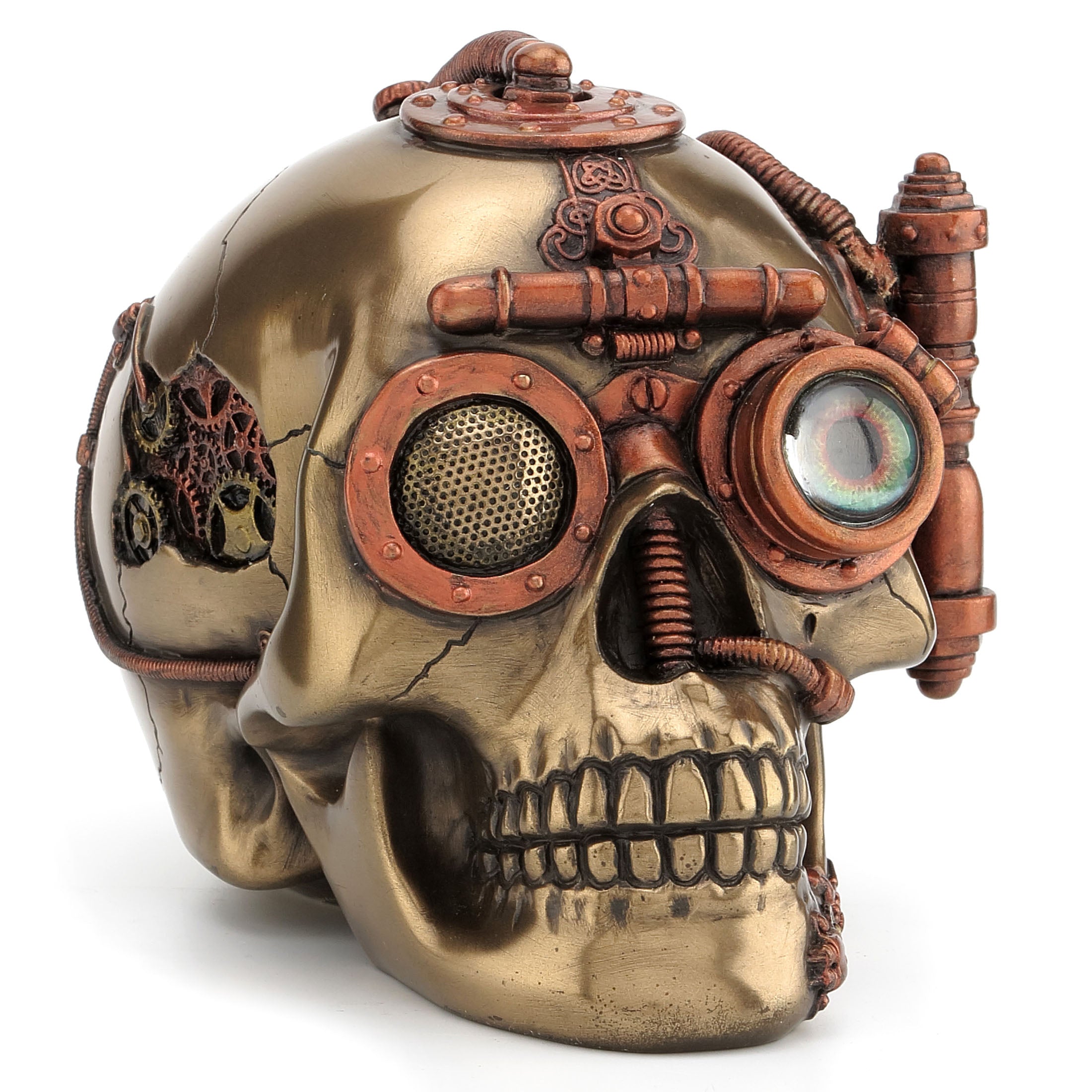 Steampunk Skull With Secret Drawer Trinket Box (Mbz+Copper)