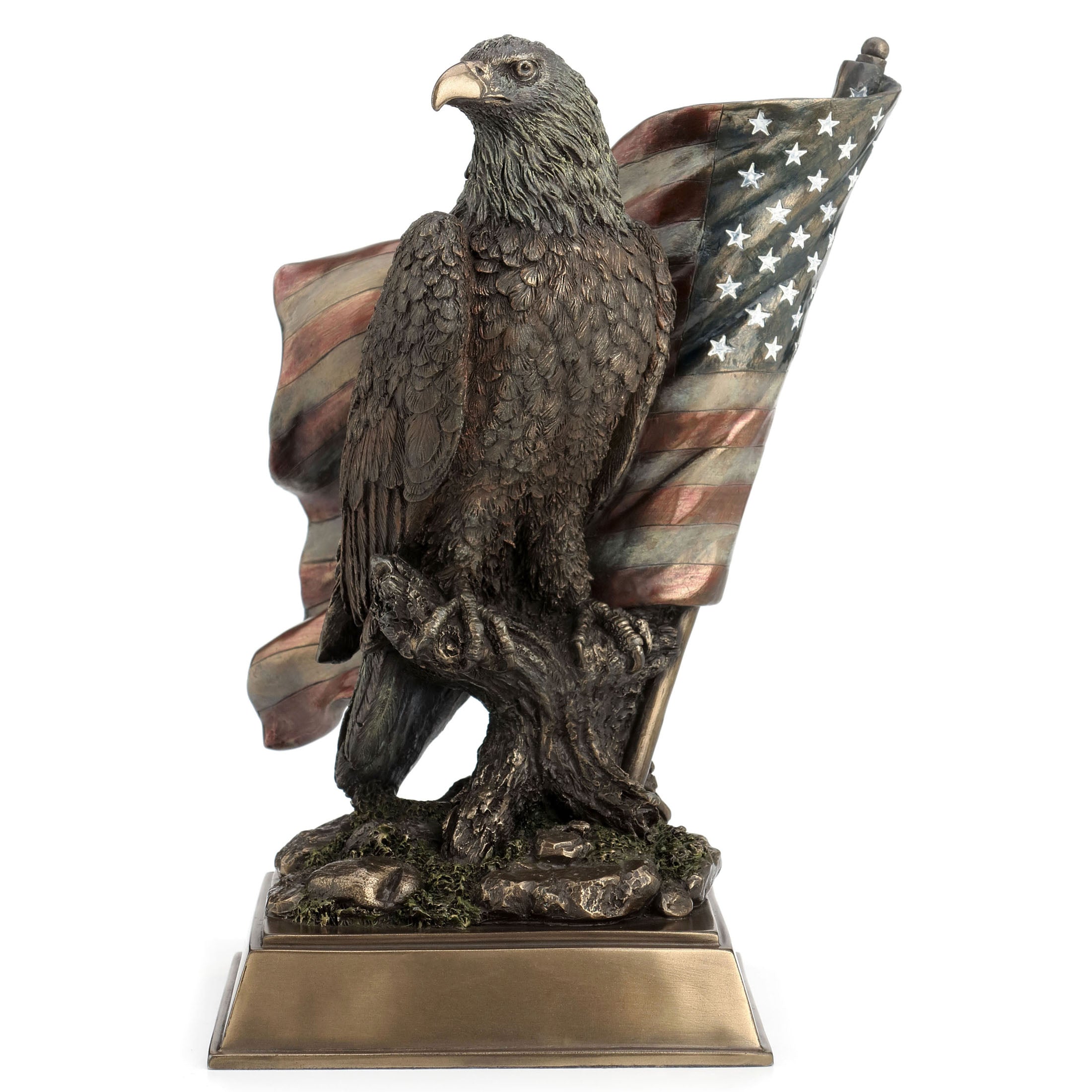 American Pride Bald Eagle Perch On Branch With Stars and Stripes