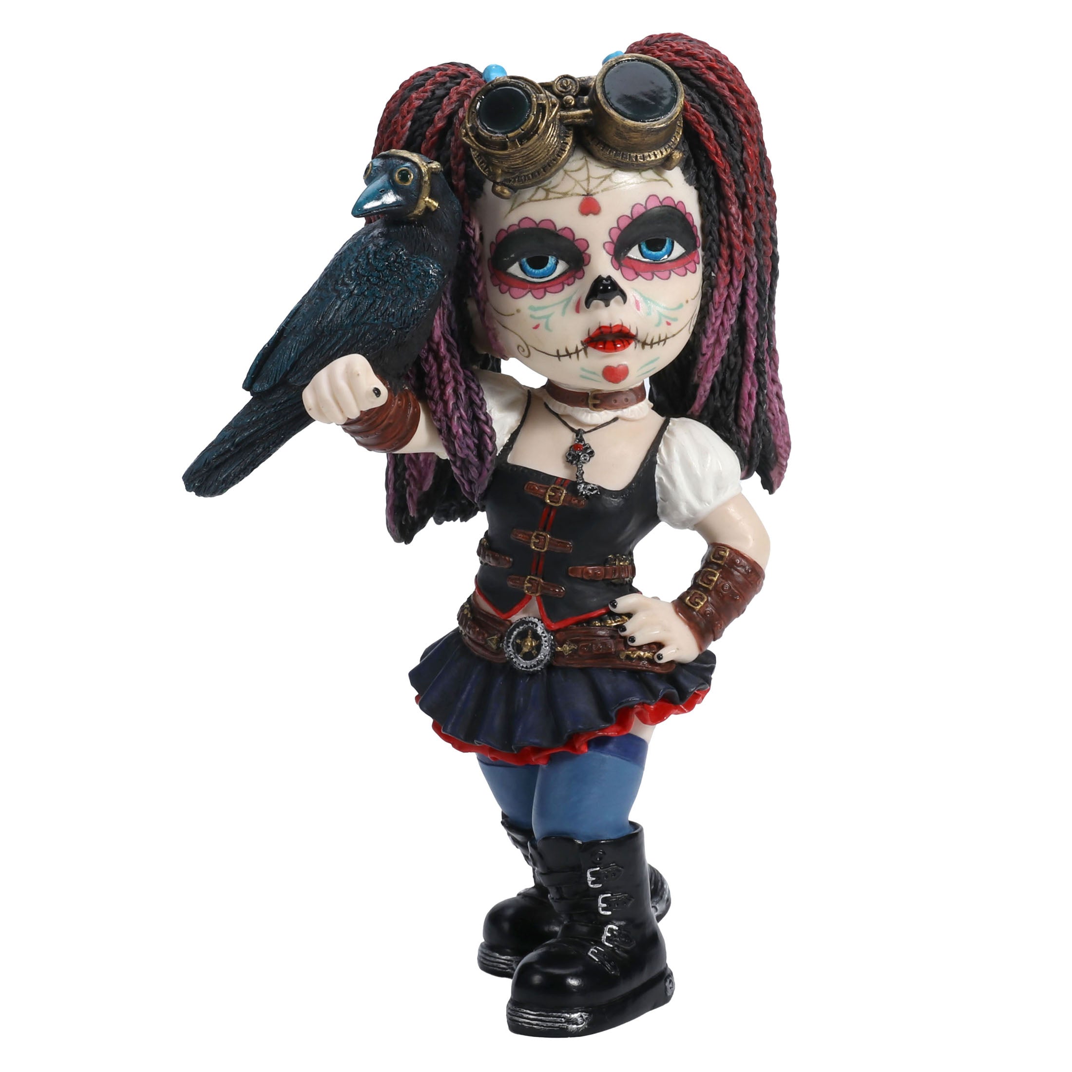 Cosplay Kid Steampunk Day Of The Dead Kid Holding A Crow