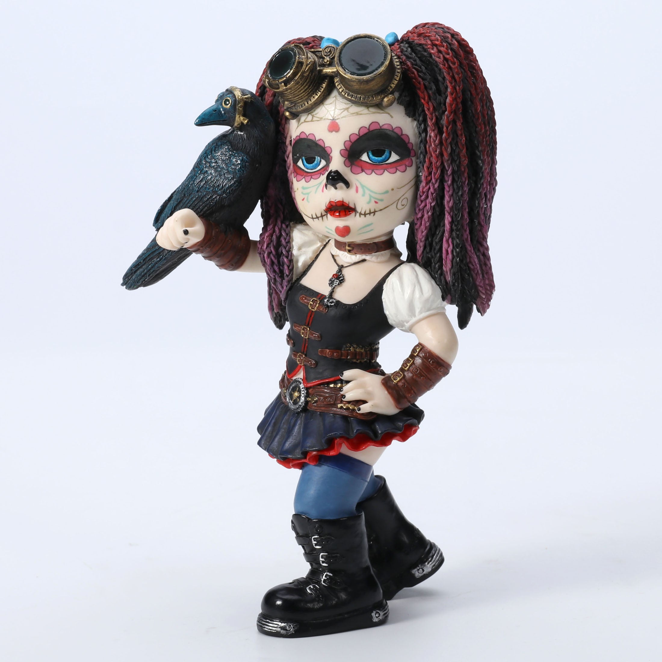 Cosplay Kid Steampunk Day Of The Dead Kid Holding A Crow