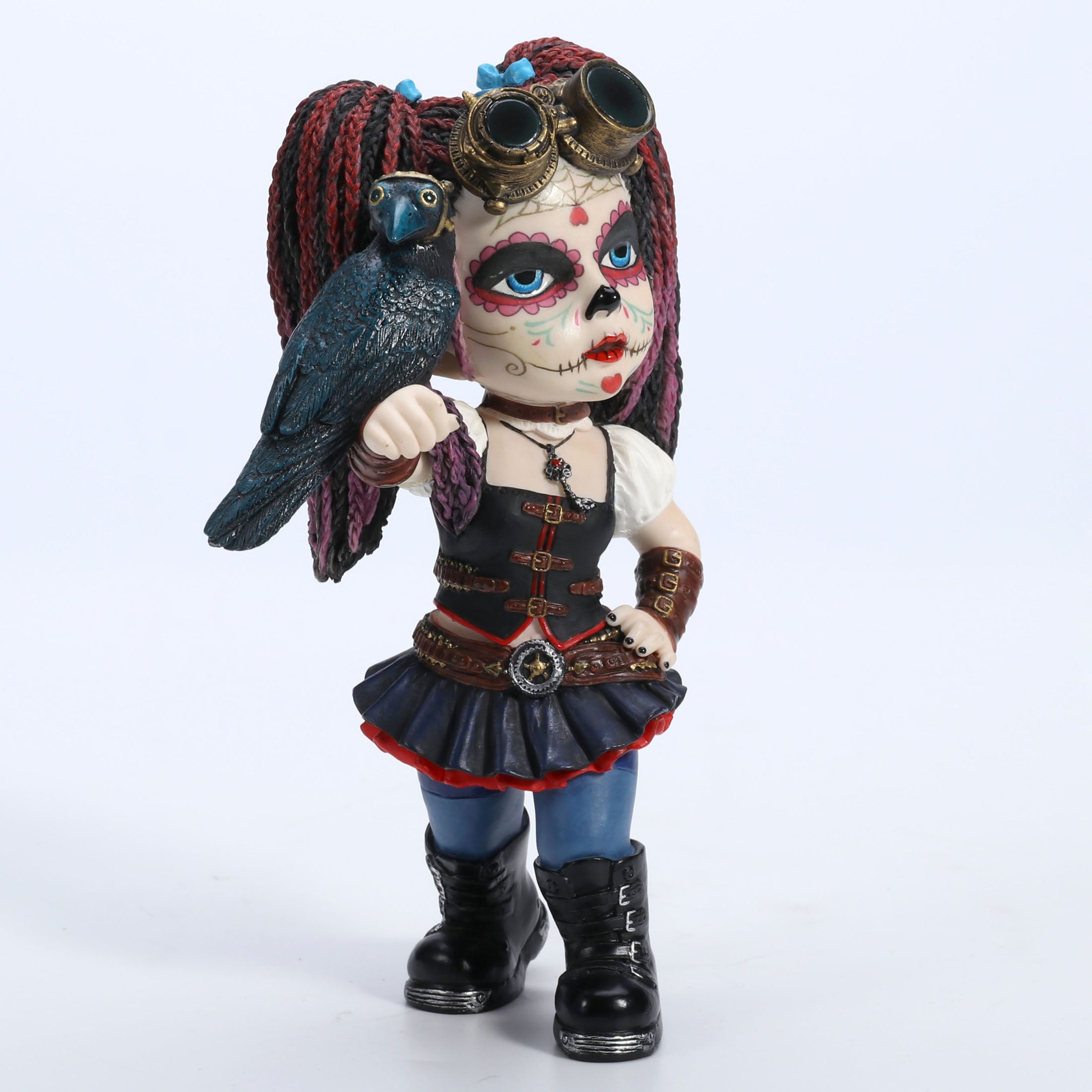 Cosplay Kid Steampunk Day Of The Dead Kid Holding A Crow