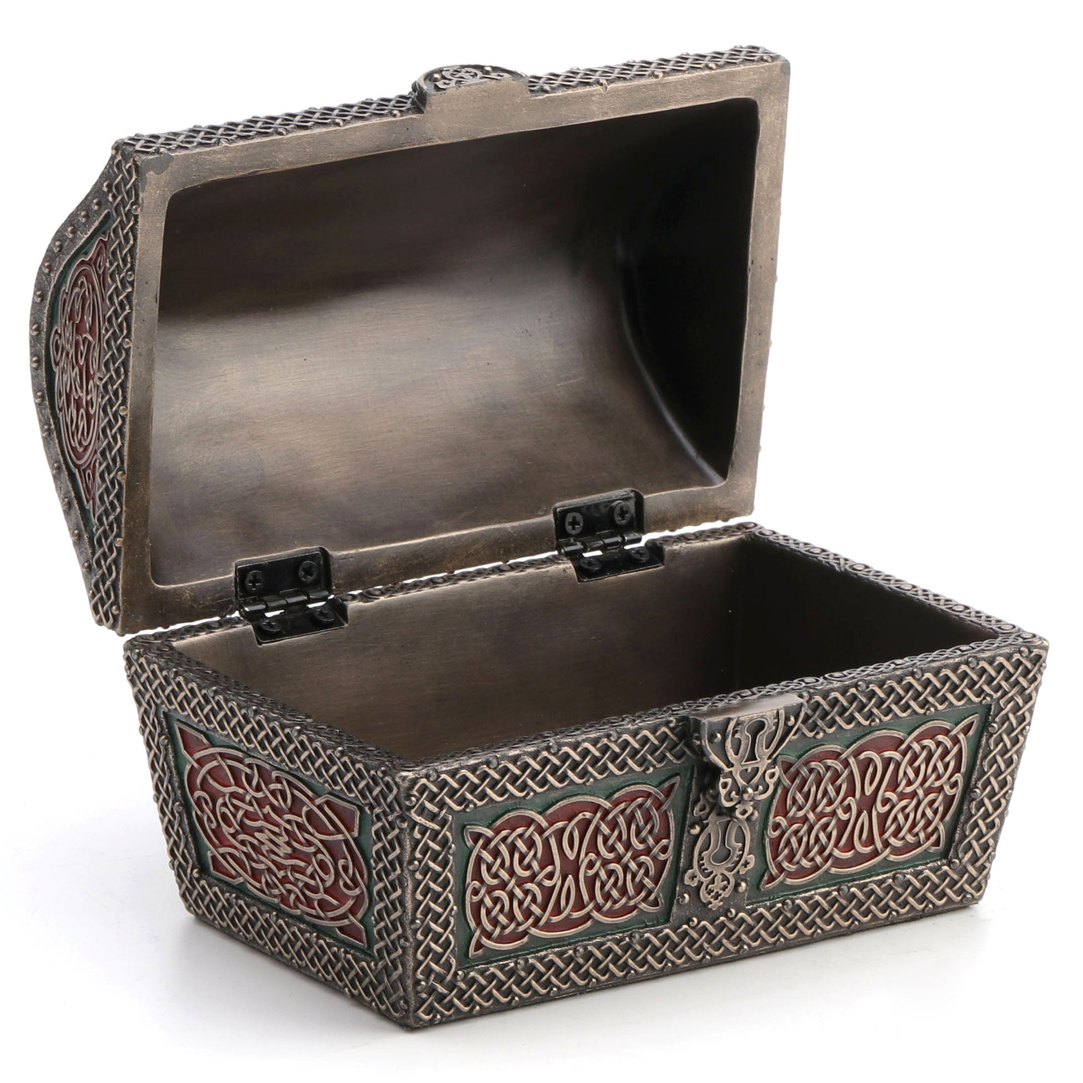 Celtic Pattern Treasure Chest Trinket Box (Green+Red)