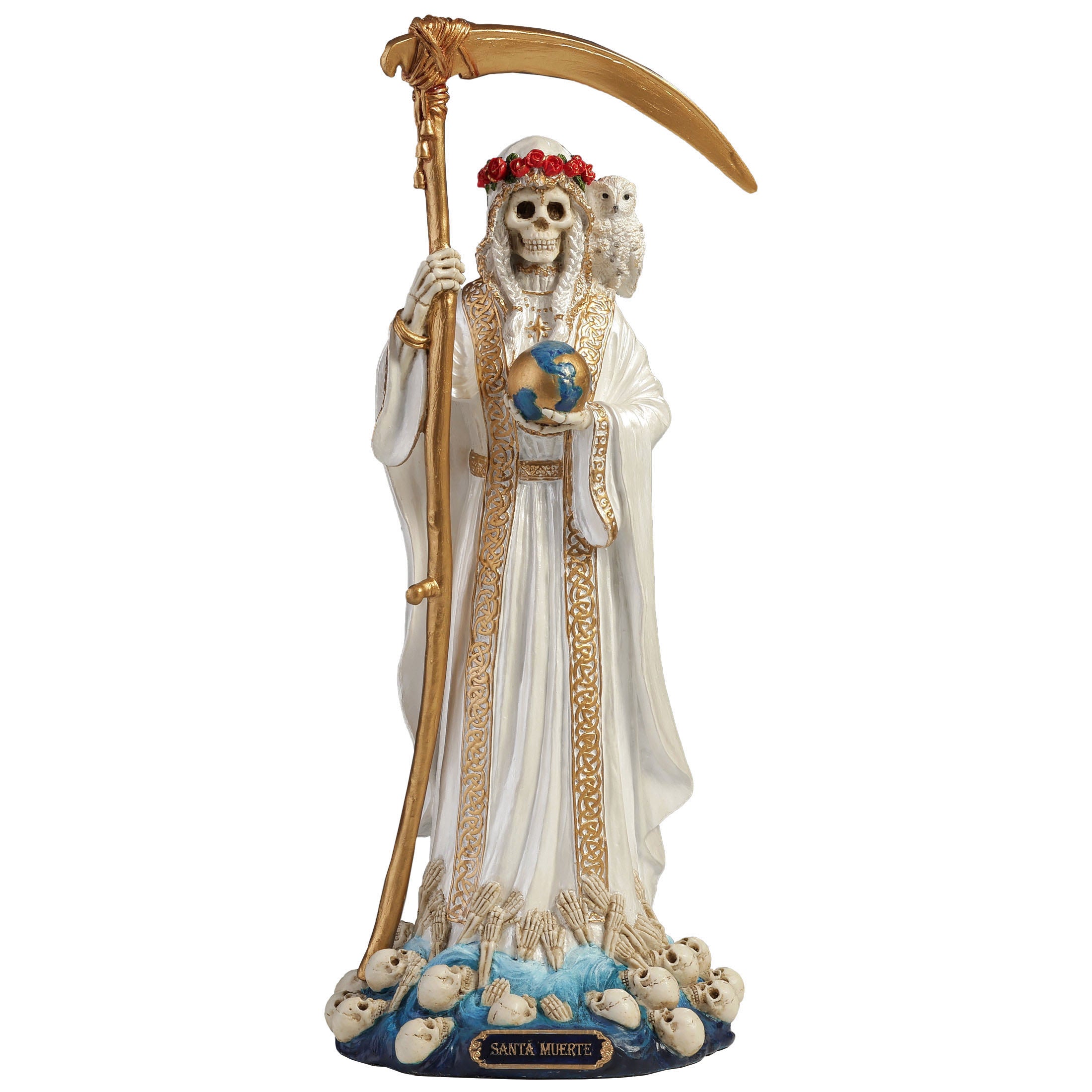 Santa Muerte Holding Scythe And Globe