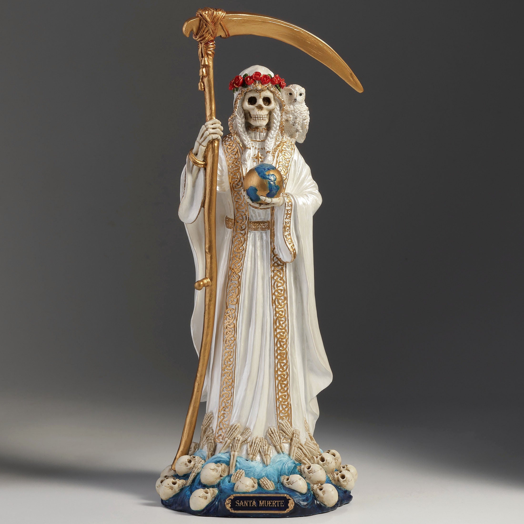 Santa Muerte Holding Scythe And Globe