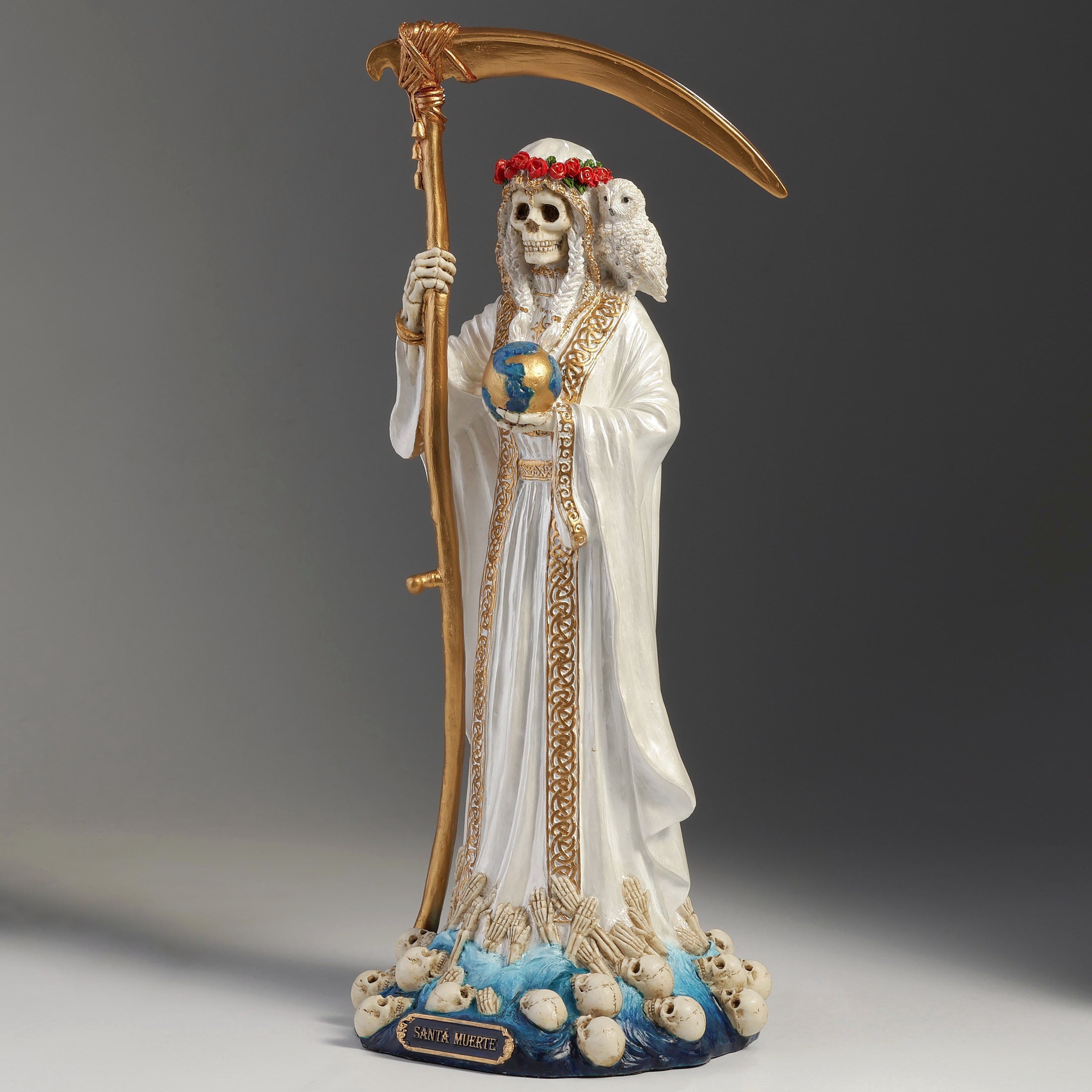 Santa Muerte Holding Scythe And Globe