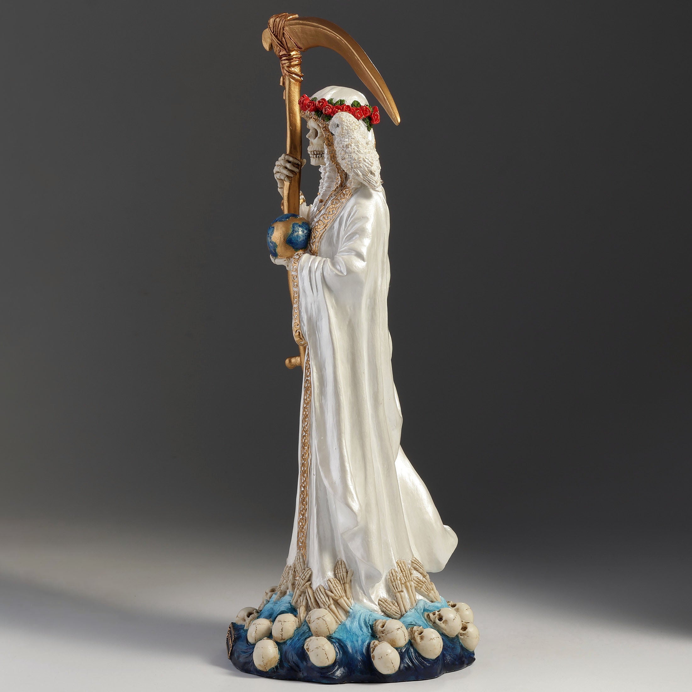 Santa Muerte Holding Scythe And Globe