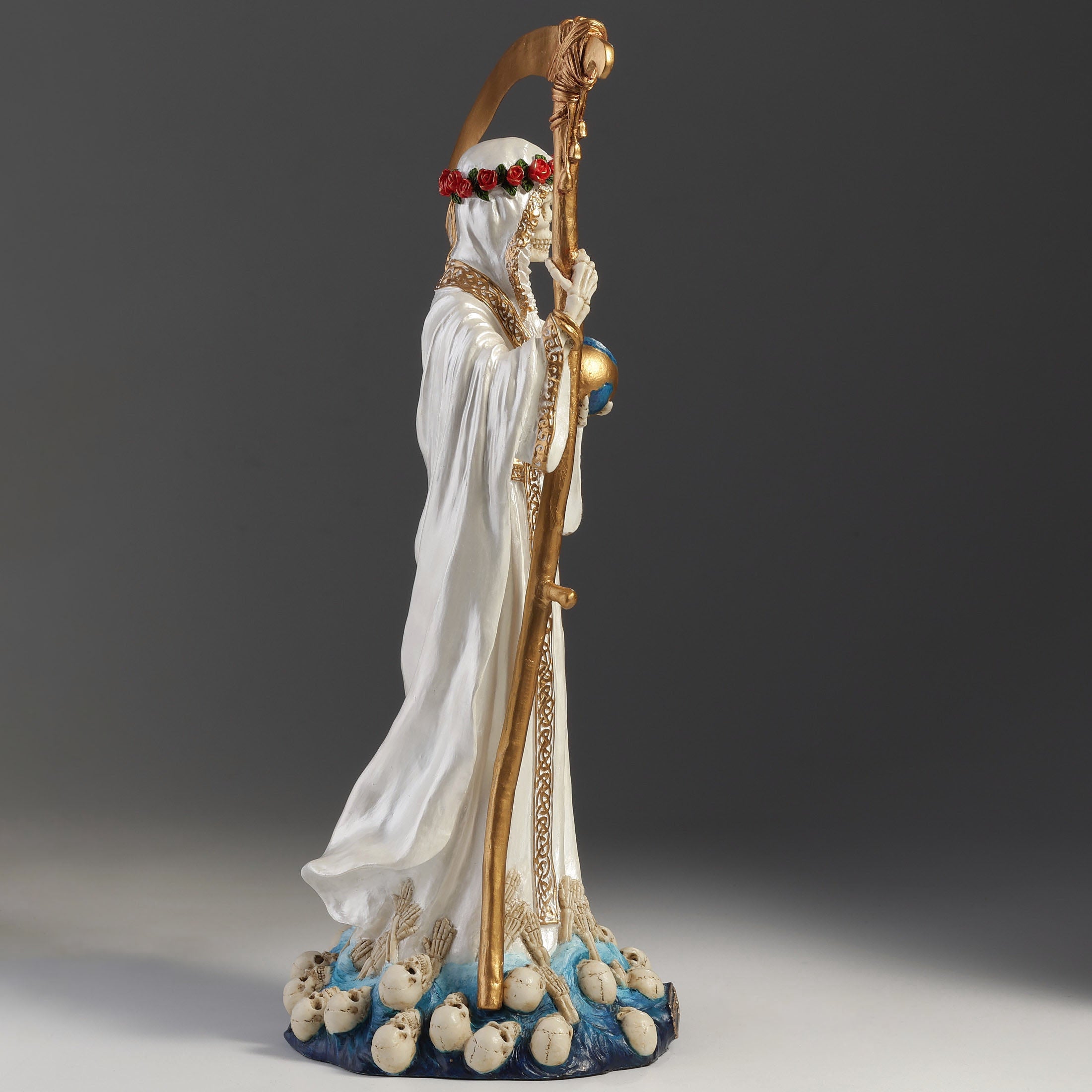 Santa Muerte Holding Scythe And Globe