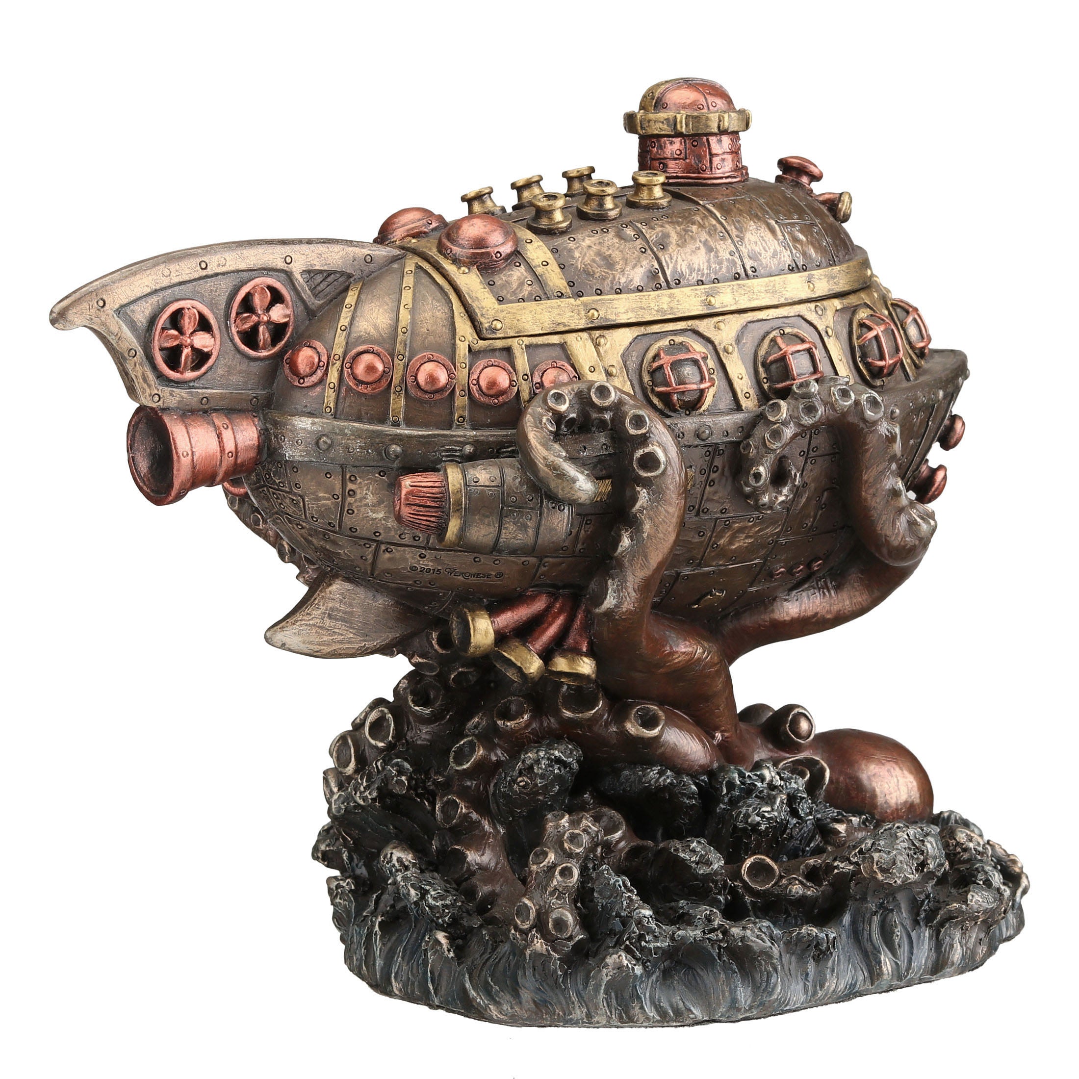 Steampunk Submarine VS Octopus Trinket Box