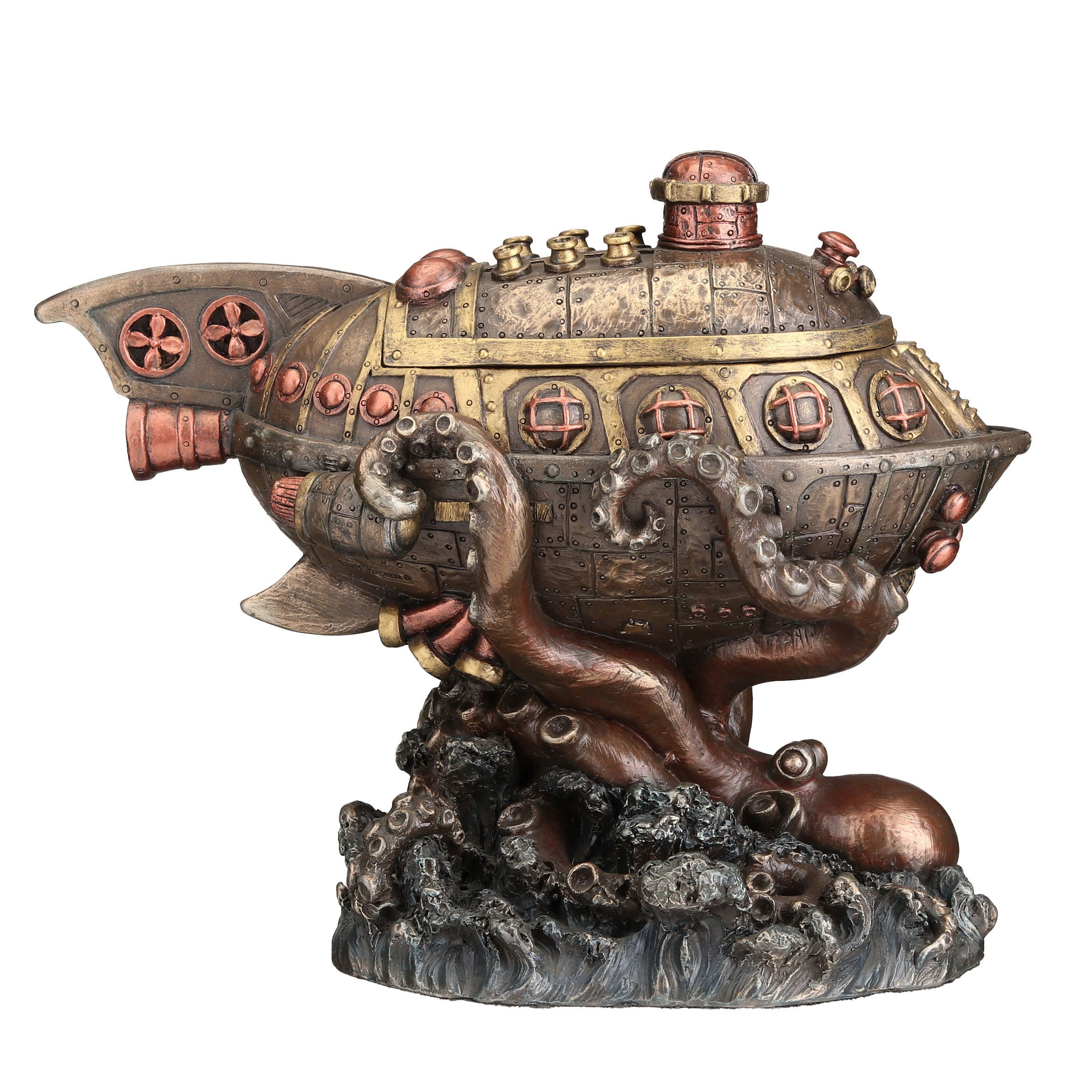Steampunk Submarine VS Octopus Trinket Box