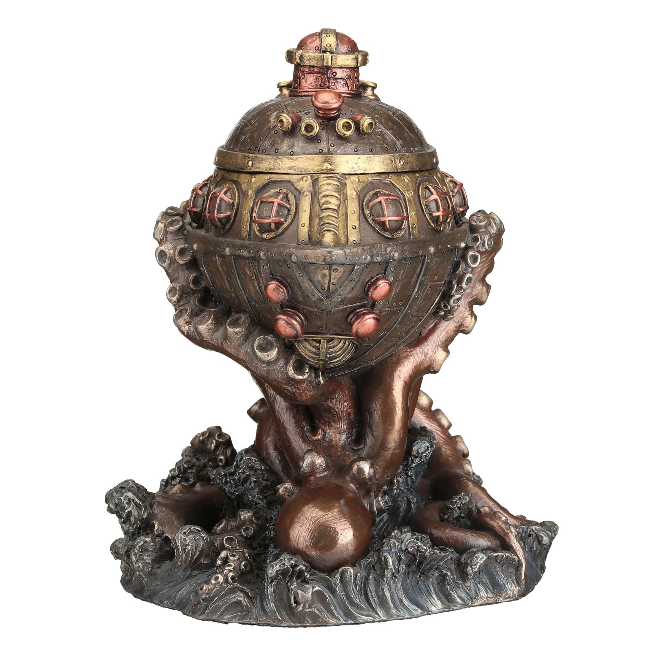 Steampunk Submarine VS Octopus Trinket Box