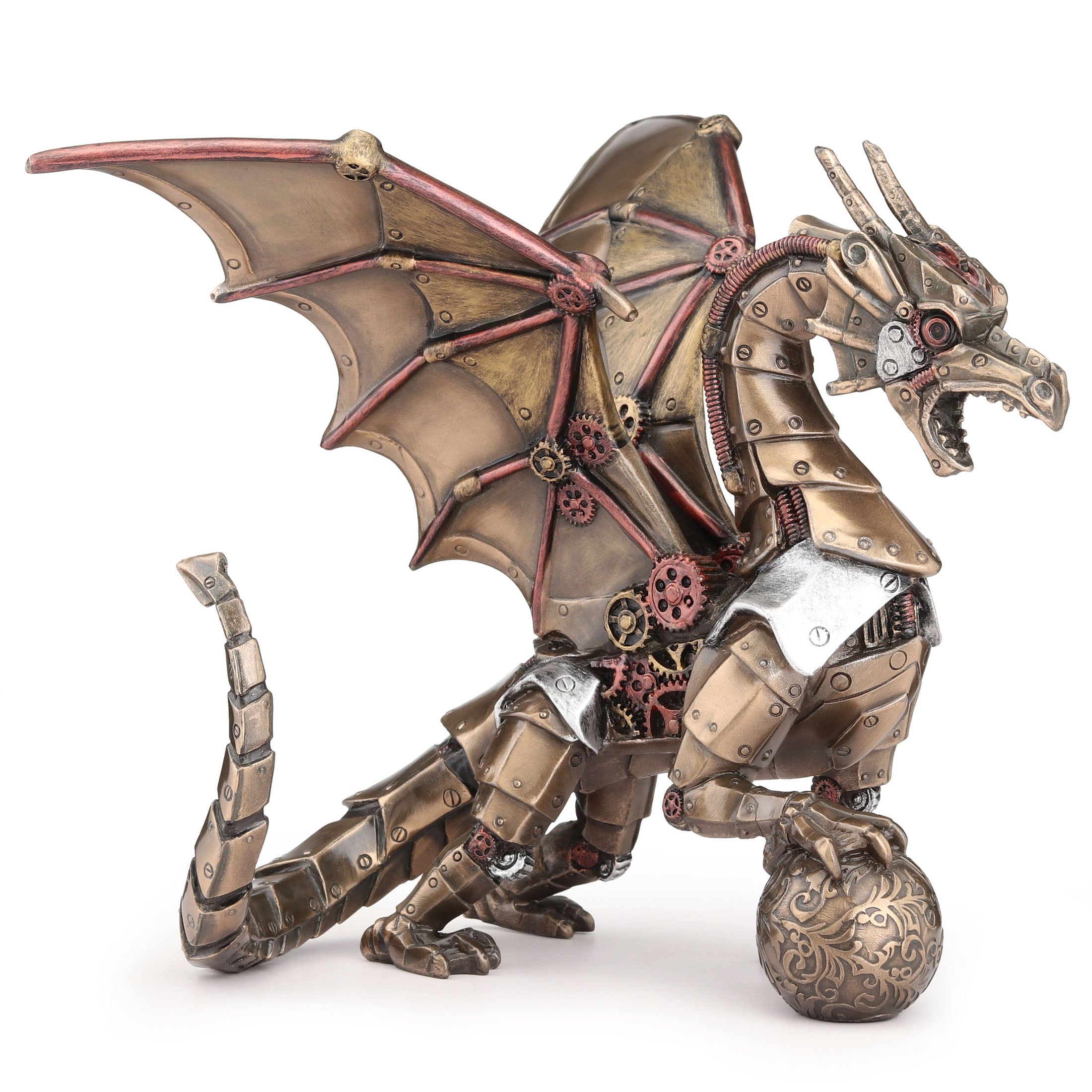 Steampunk Dragon Sitting And Holding Sphere