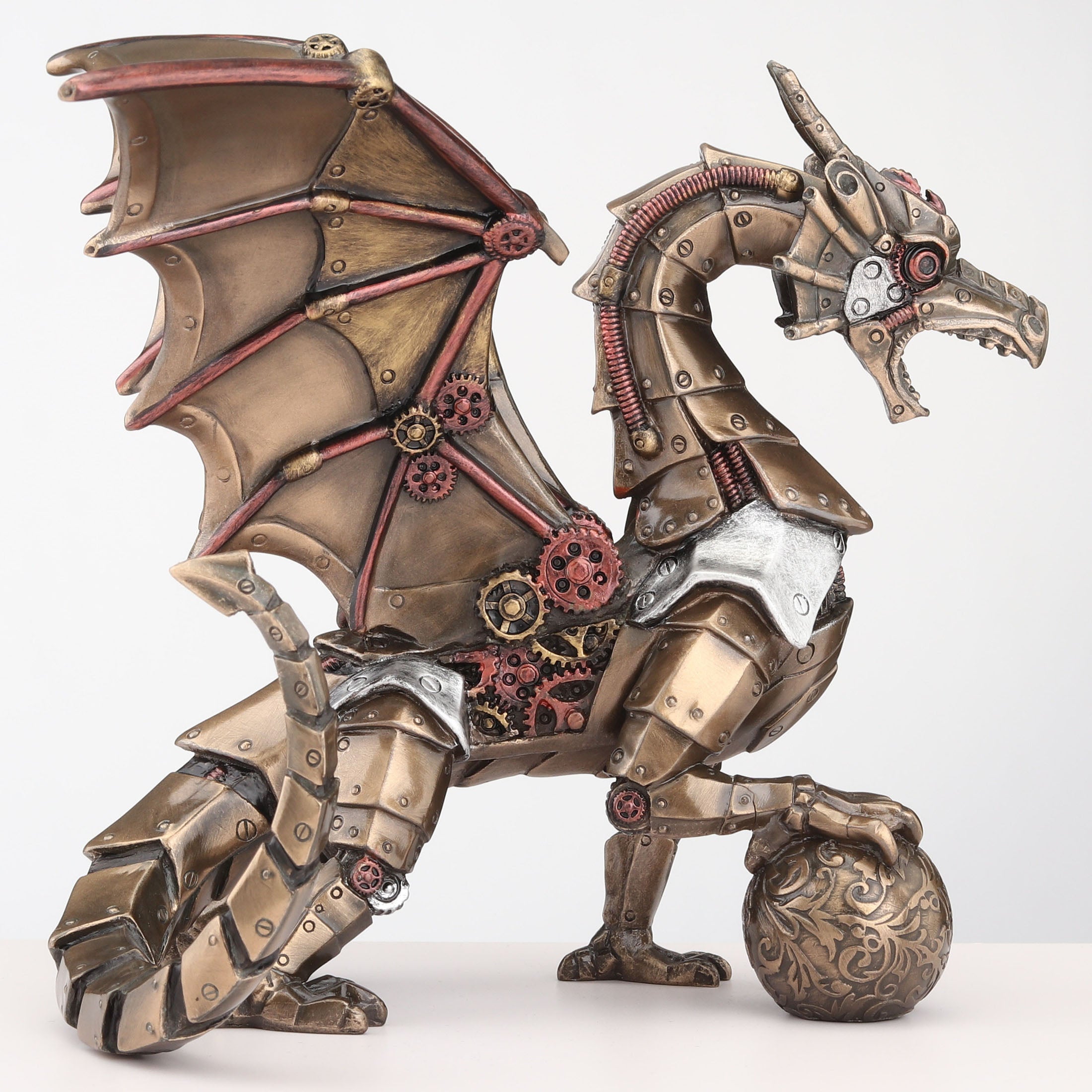 Steampunk Dragon Sitting And Holding Sphere
