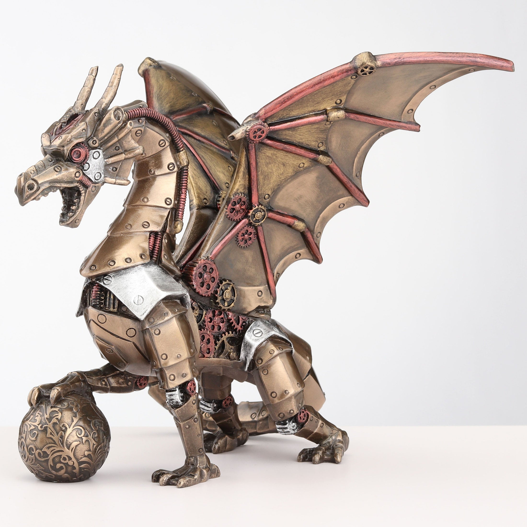 Steampunk Dragon Sitting And Holding Sphere