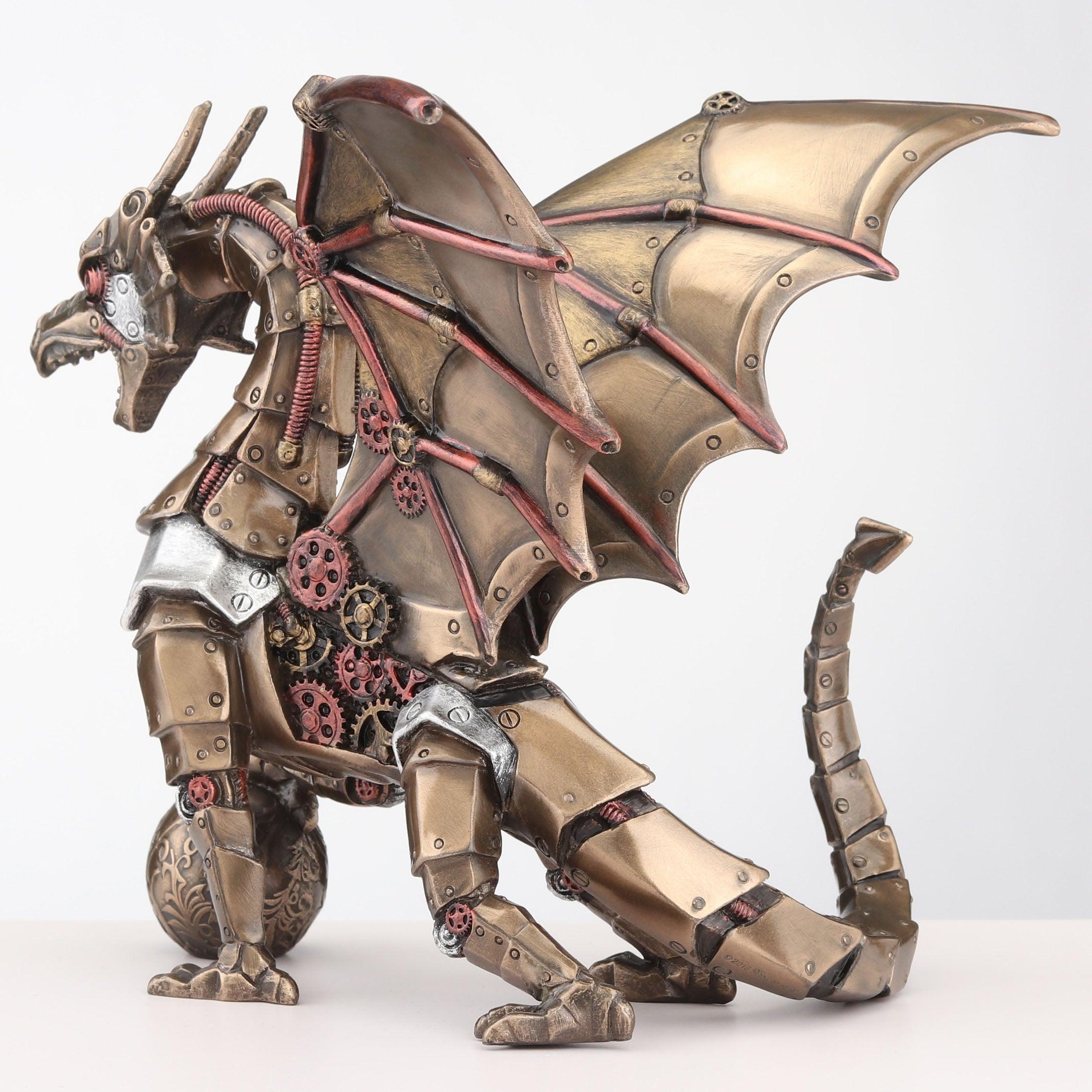 Steampunk Dragon Sitting And Holding Sphere