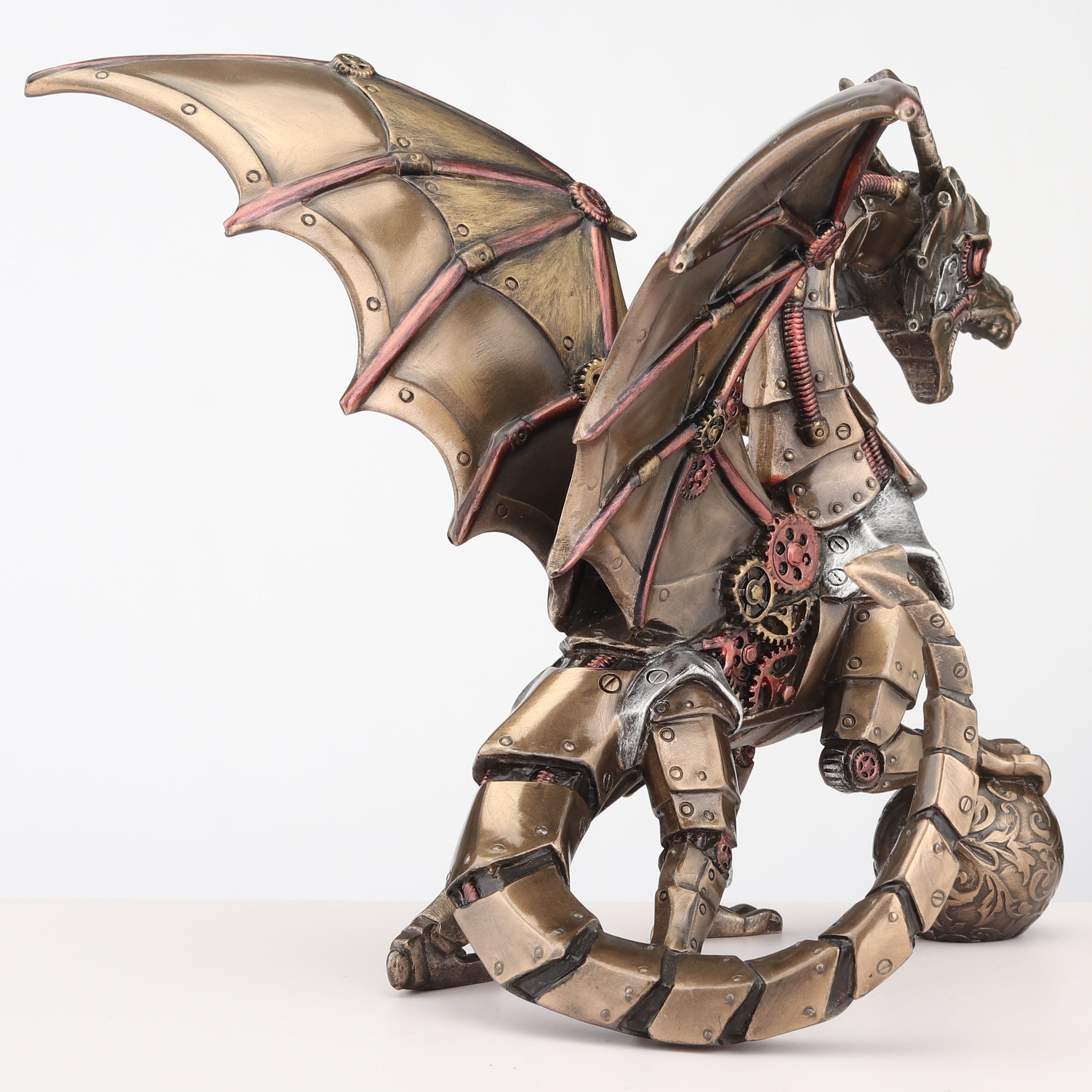 Steampunk Dragon Sitting And Holding Sphere