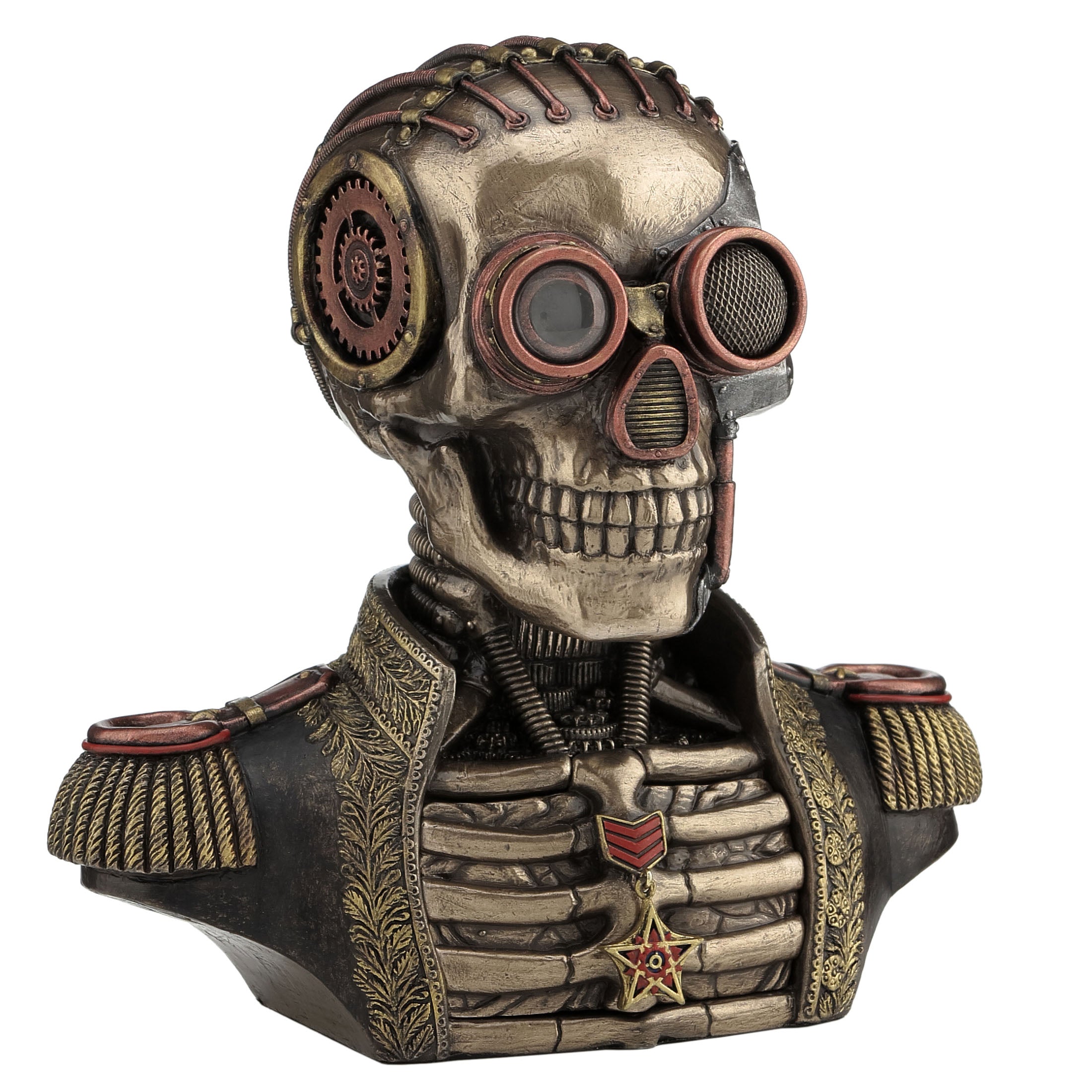 Steampunk Skull Band Uniform Bust Trinket Box