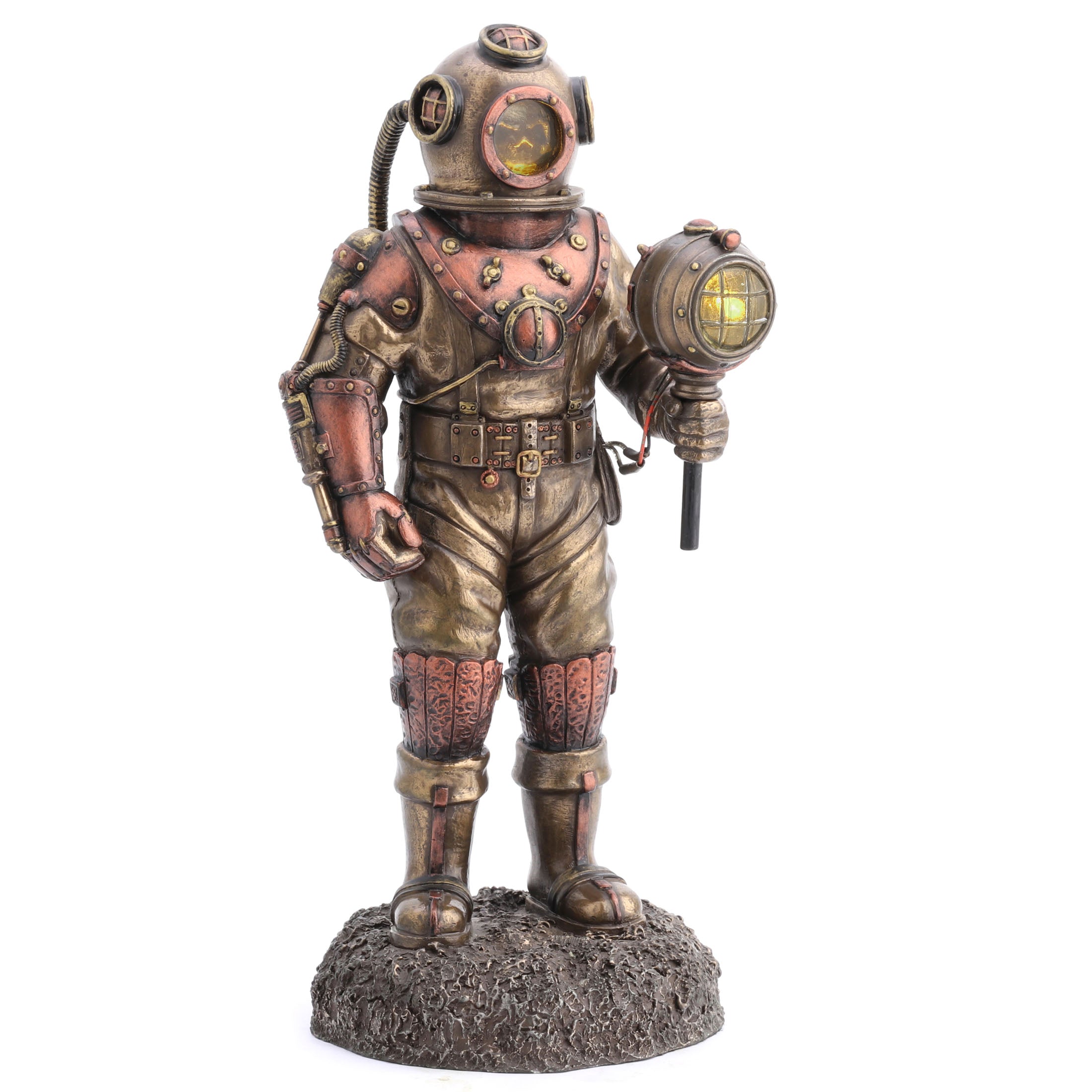 Steampunk Skeleton In Diving Bell With Light