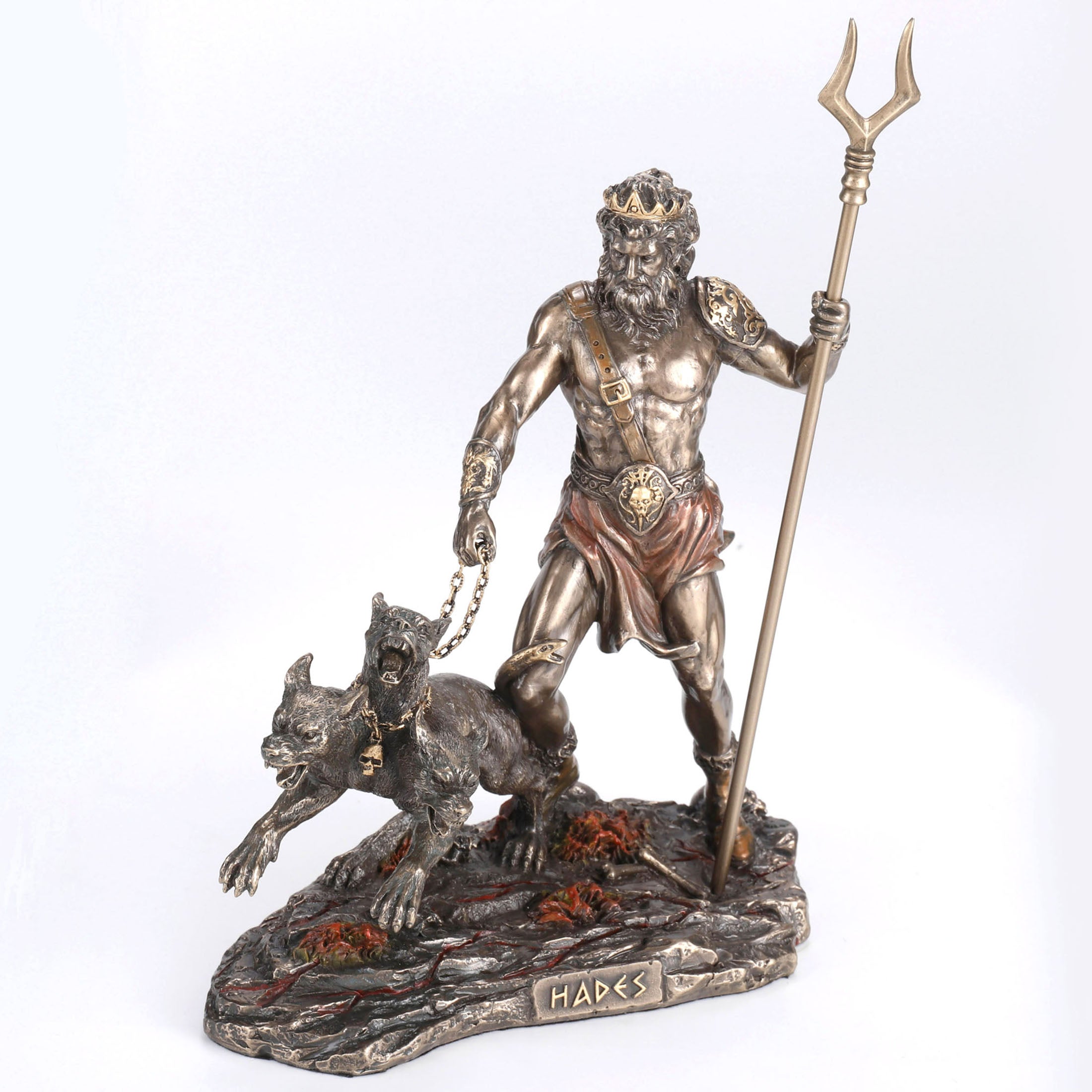 Hades Holding Staff With Cerberus