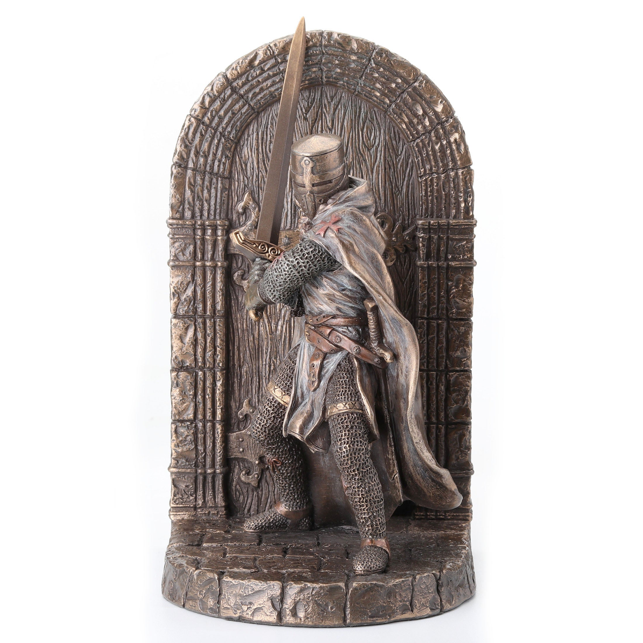 Armored Maltese Crusader With Sword Guarding Door Bookend (Single Bookend)