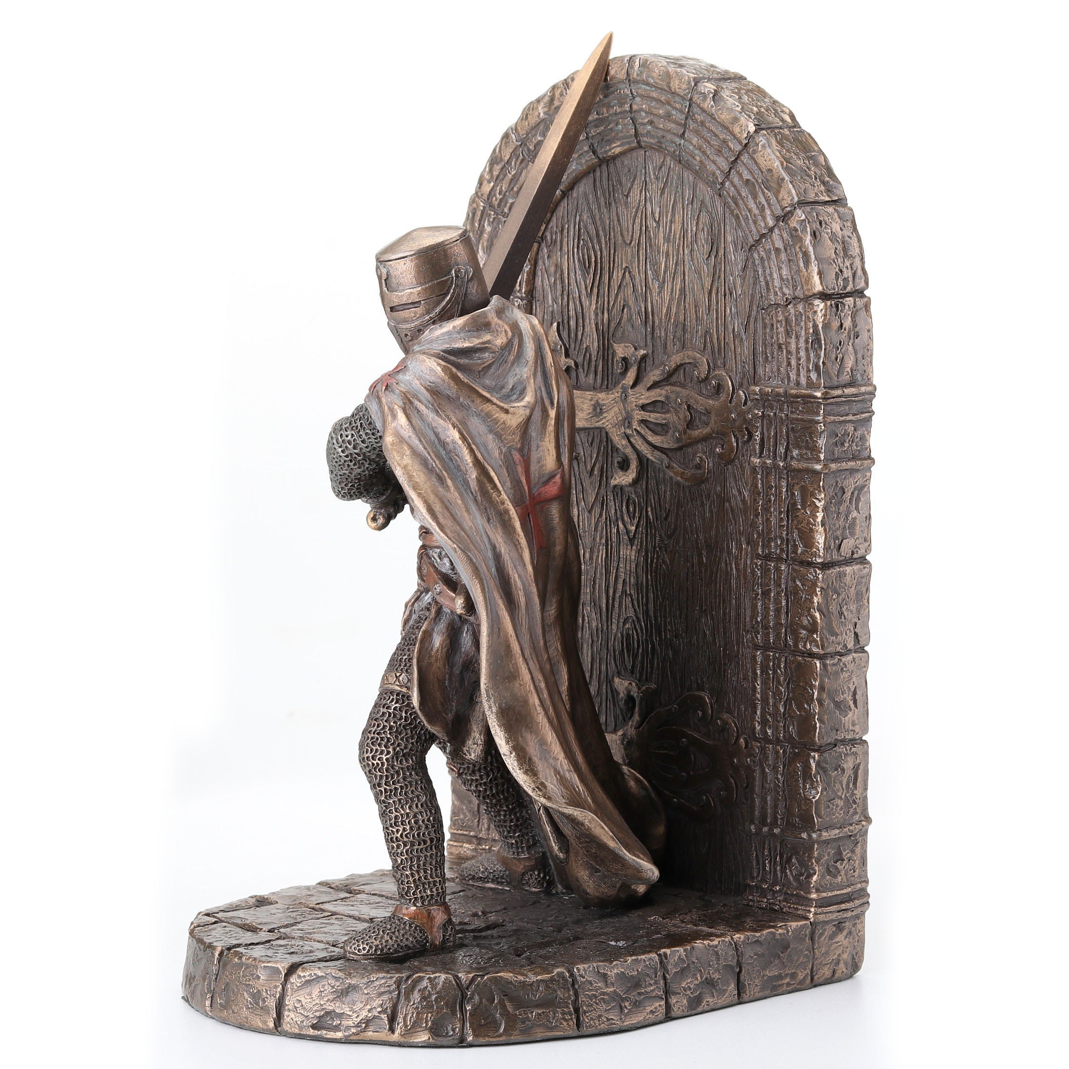 Armored Maltese Crusader With Sword Guarding Door Bookend (Single Bookend)