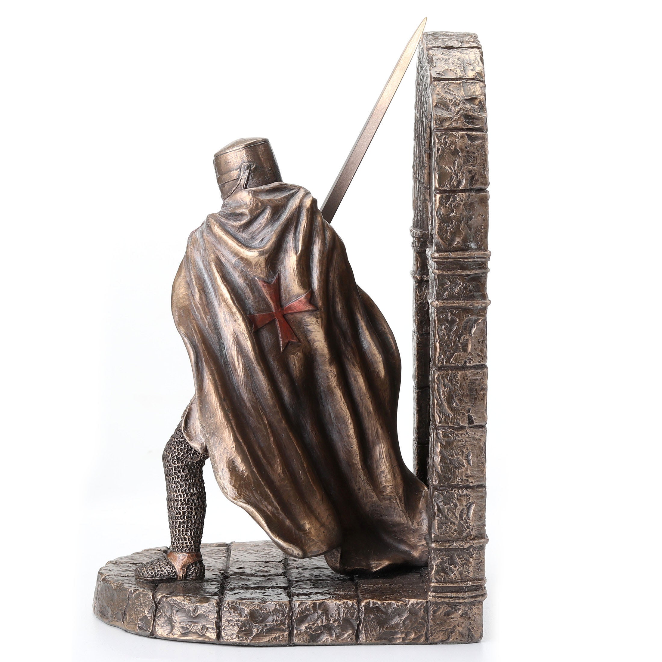 Armored Maltese Crusader With Sword Guarding Door Bookend (Single Bookend)